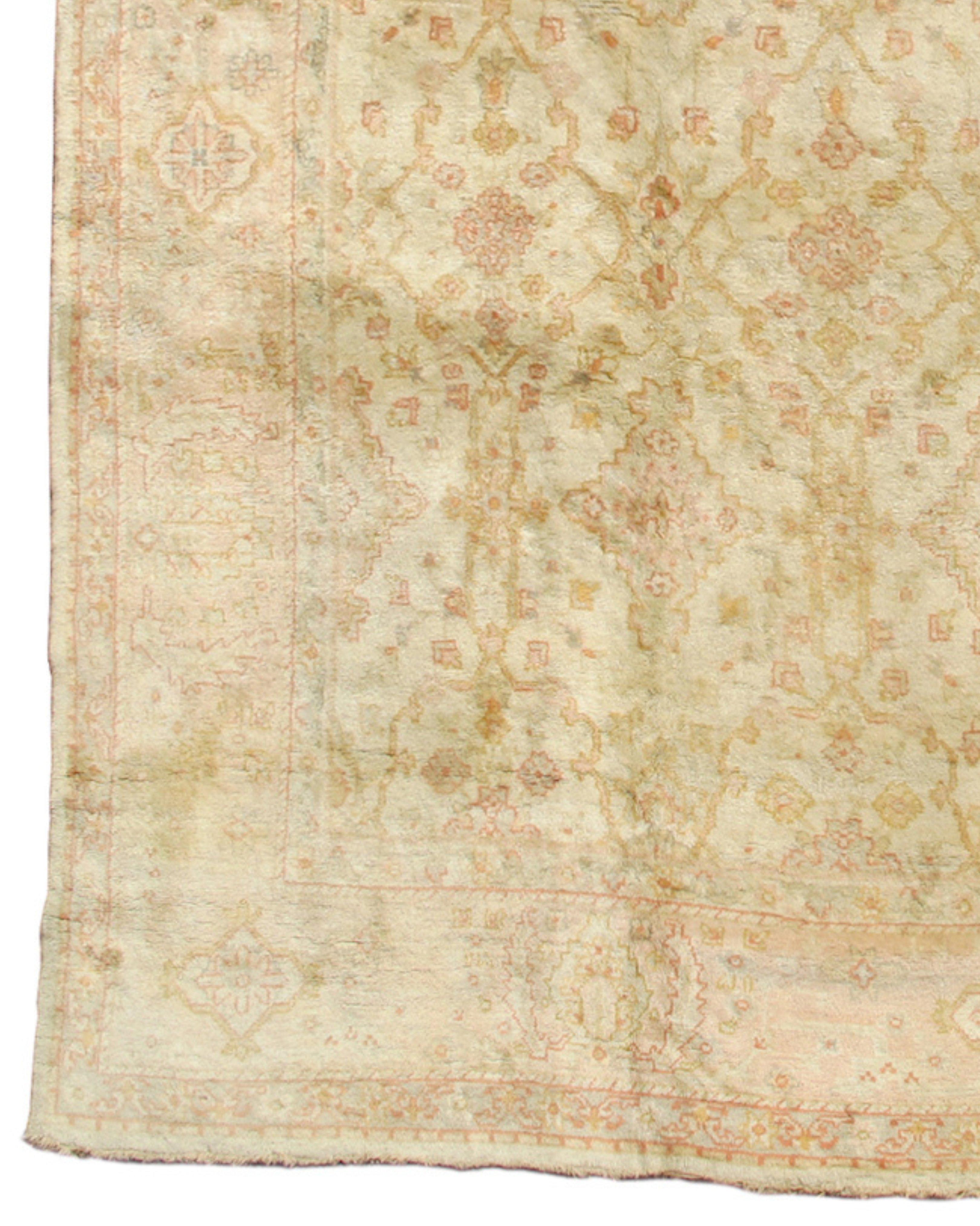 Wool Antique Anatolian Oushak Rug, 19th Century For Sale