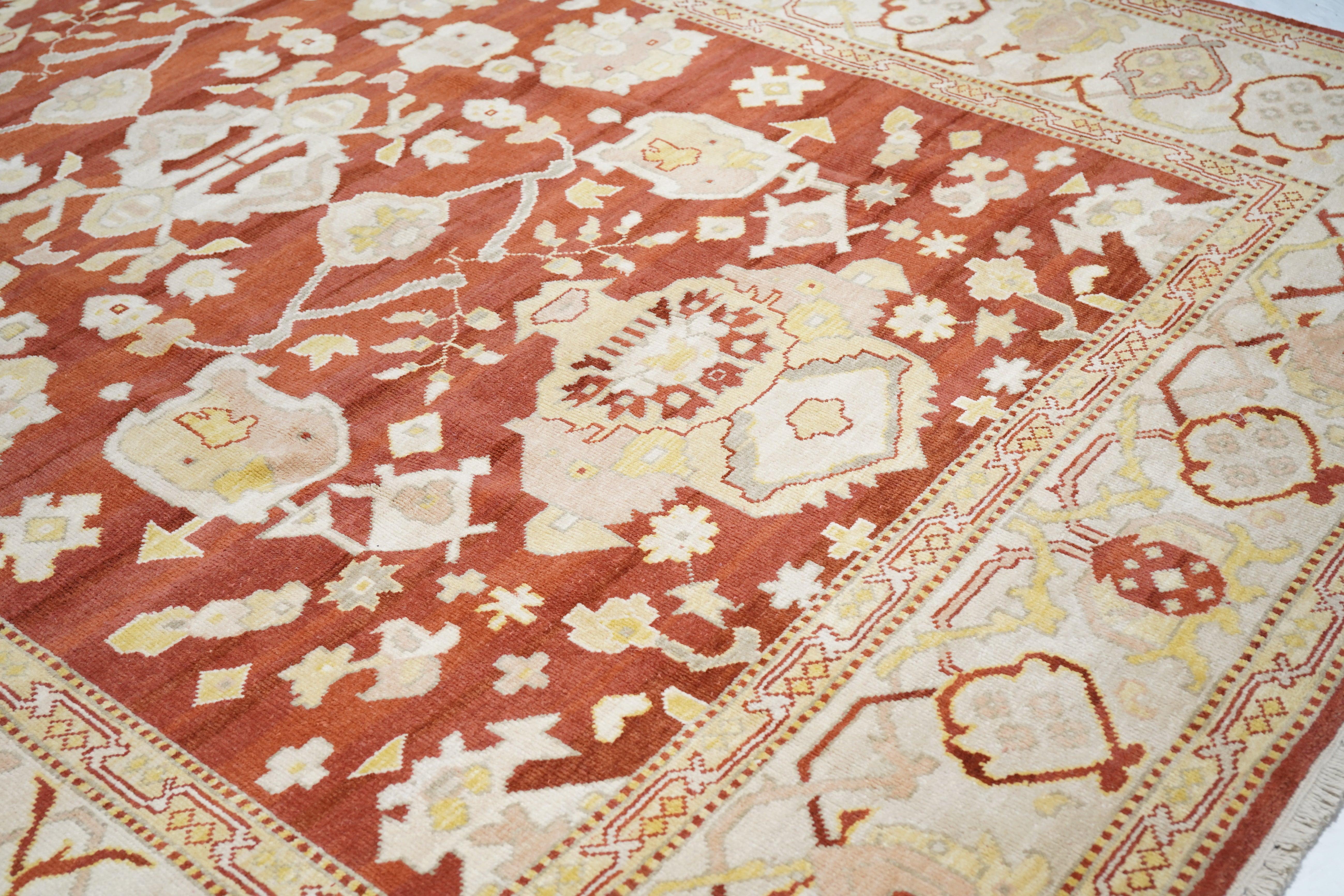 Laine Tapis Oushak 9'0'' x 12'0'' en vente
