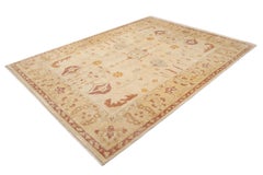 Oushak Rug, Beige, Cream and Red, 11'8" x 8'10"