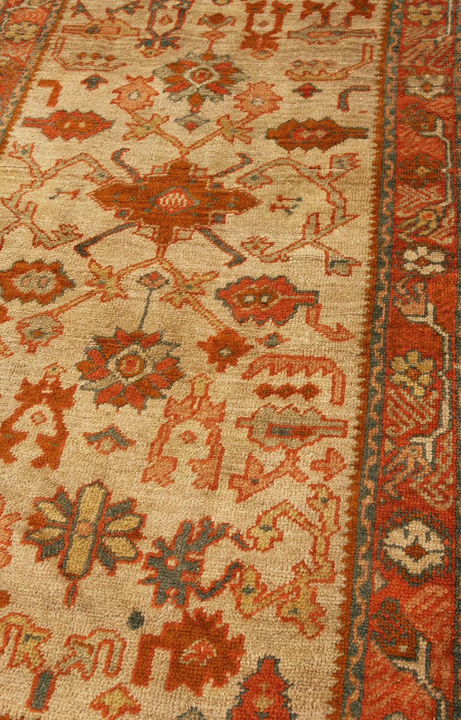 Annodato a mano Tappeto Oushak Beige Field in vendita