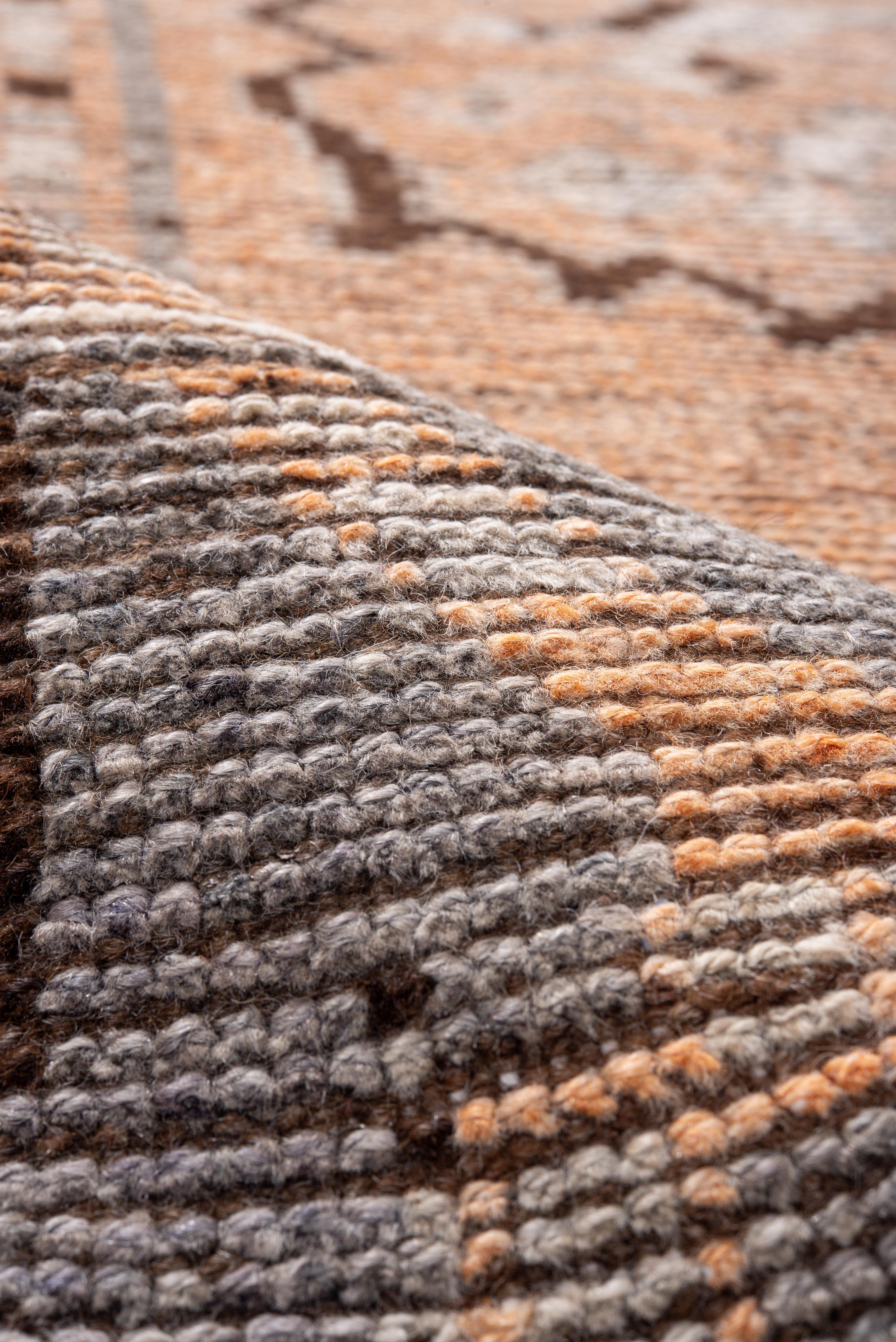 Oushak Rug Grand Medallion Läufer in Soft Apricot und Schiefer im Zustand „Gut“ im Angebot in New York, NY