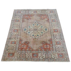 Oushak Rug in Neutrals, Flesh Tones, Blues Midcentury