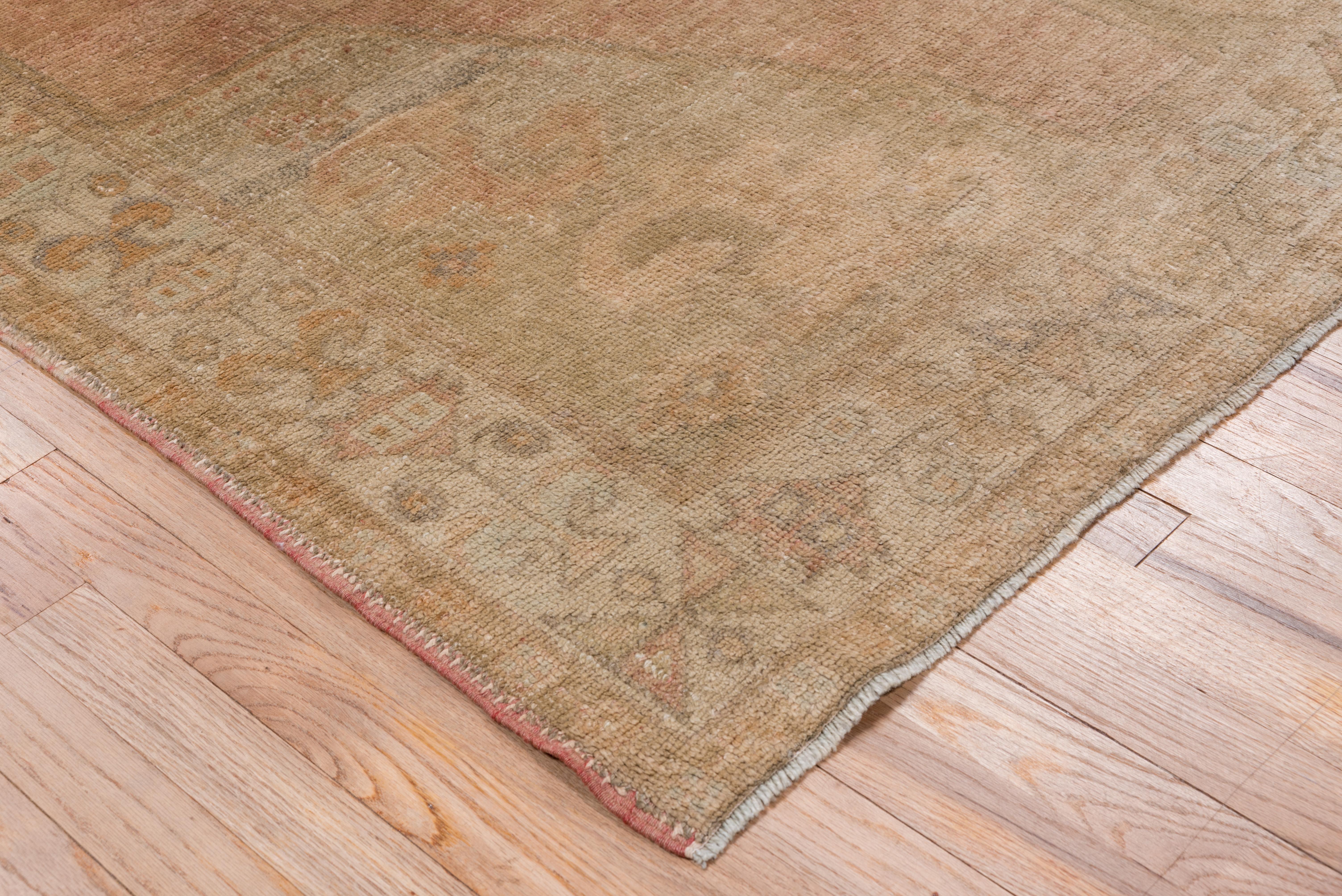 Mid-20th Century Oushak Rug, Muted Colors, Silky Pile