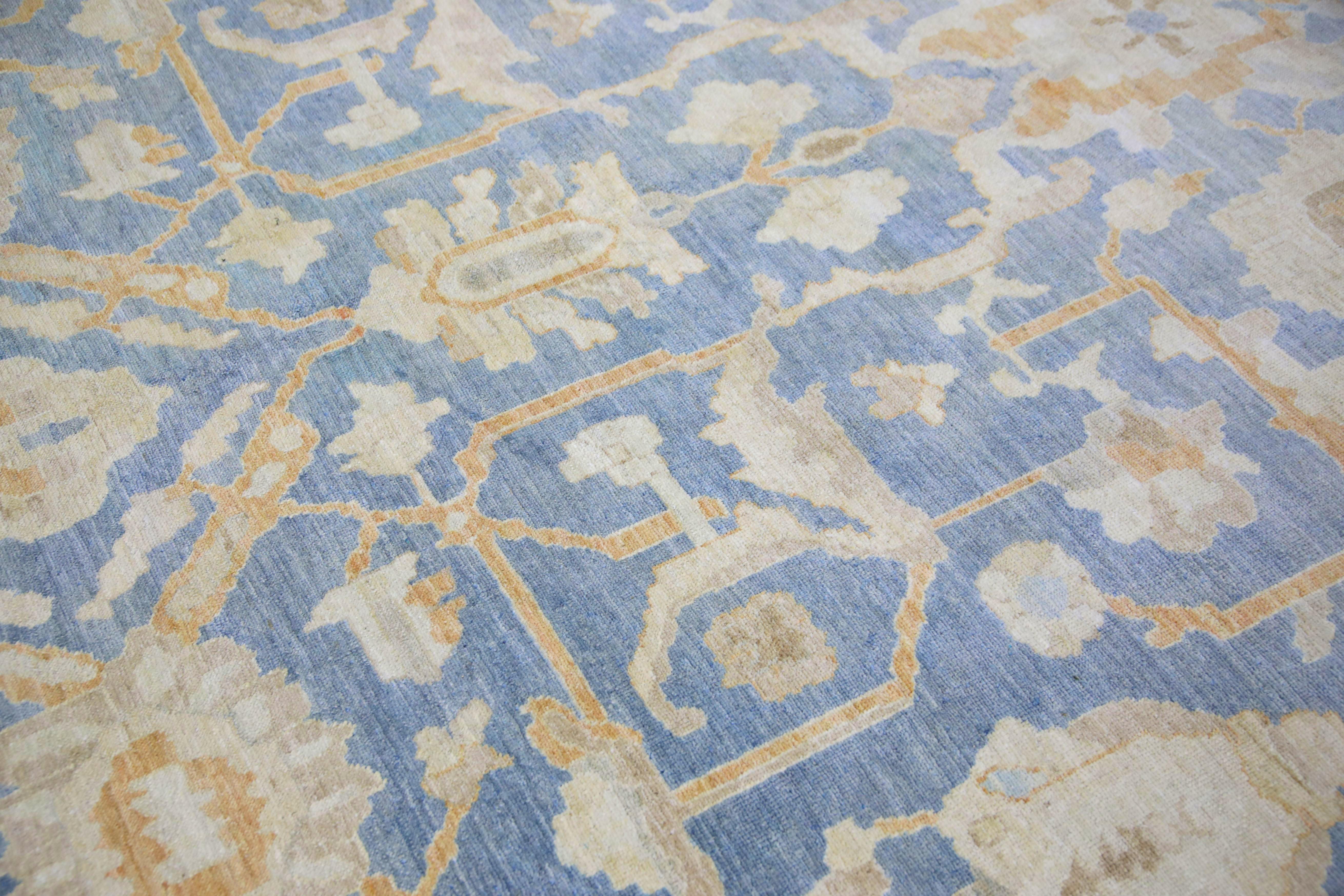 Alfombra Oushak Oriental Anudada a Mano Turca Aspecto Antiguo Oushak 10' x 13'9