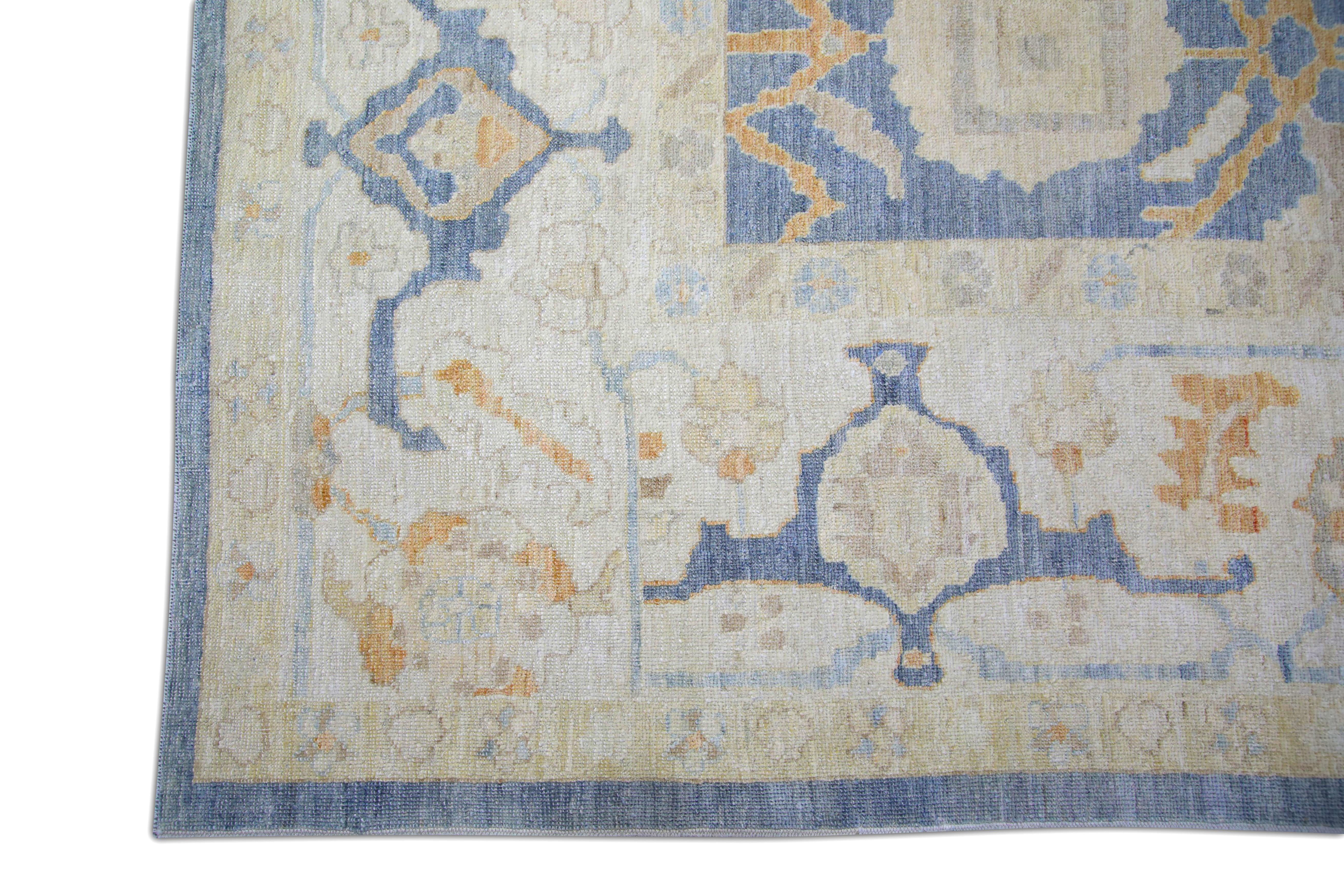 Alfombra Oushak Oriental Anudada a Mano Turca Aspecto Antiguo Oushak 10' x 13'9