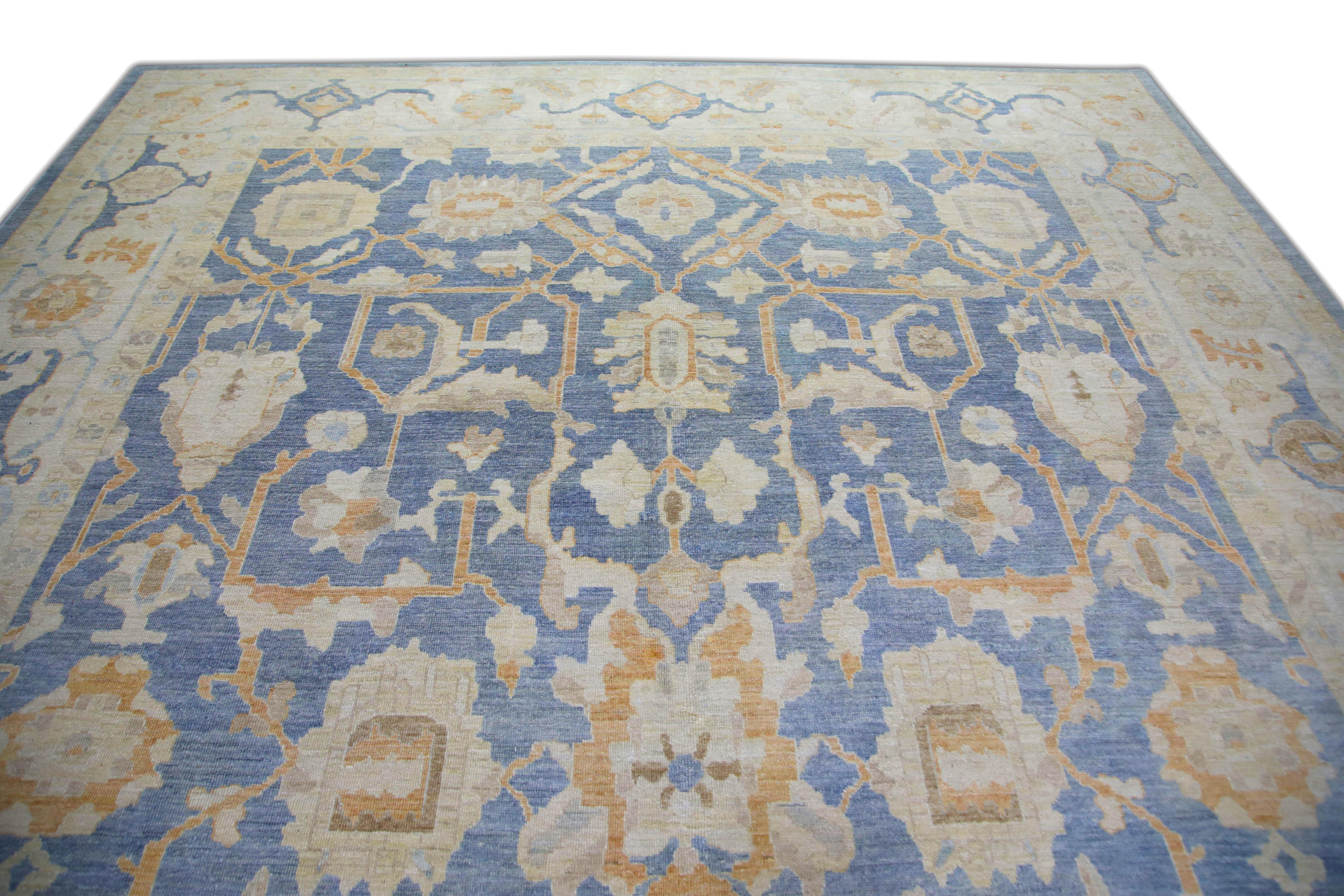 Alfombra Oushak Oriental Anudada a Mano Turca Aspecto Antiguo Oushak 10' x 13'9