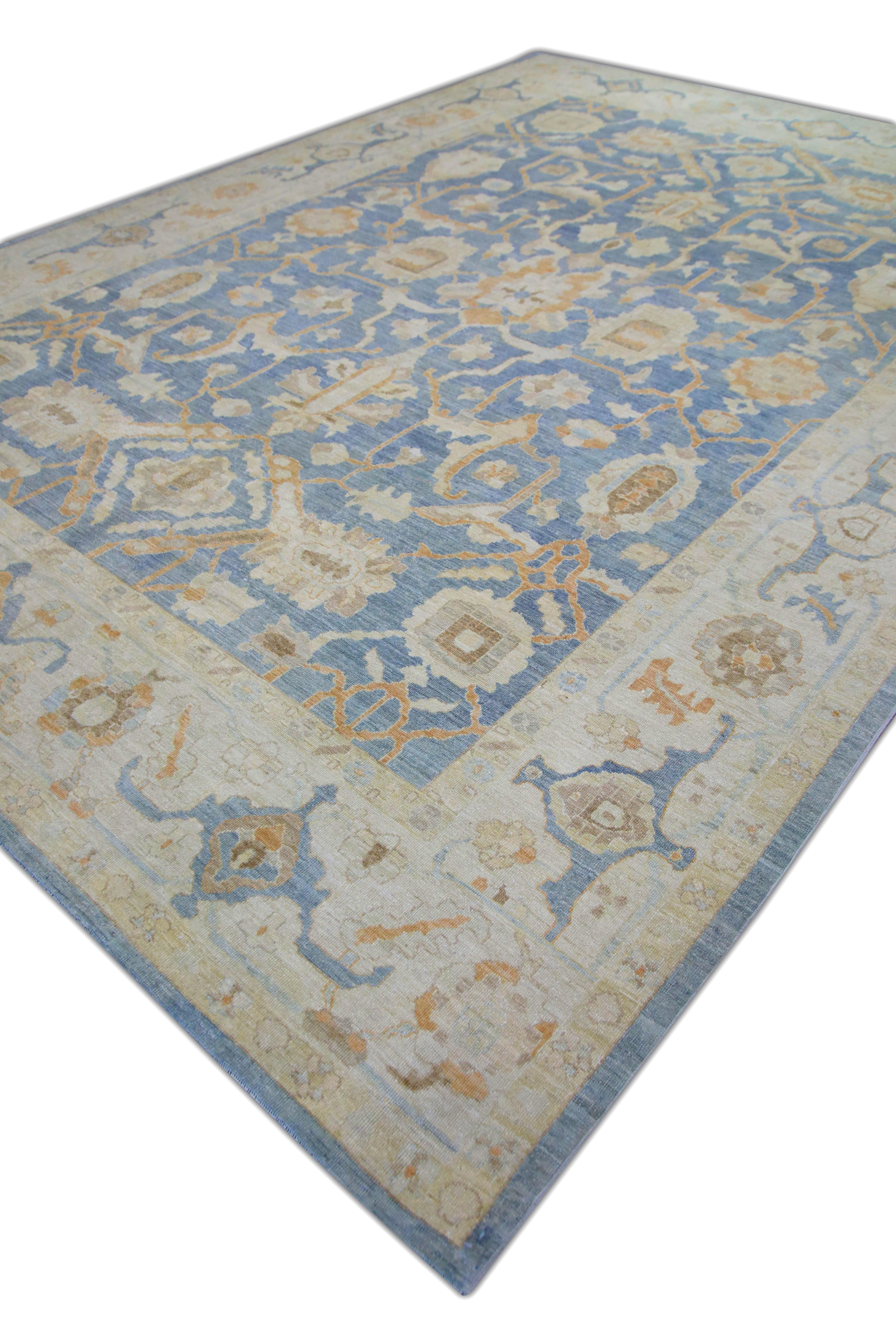 Alfombra Oushak Oriental Anudada a Mano Turca Aspecto Antiguo Oushak 10' x 13'9