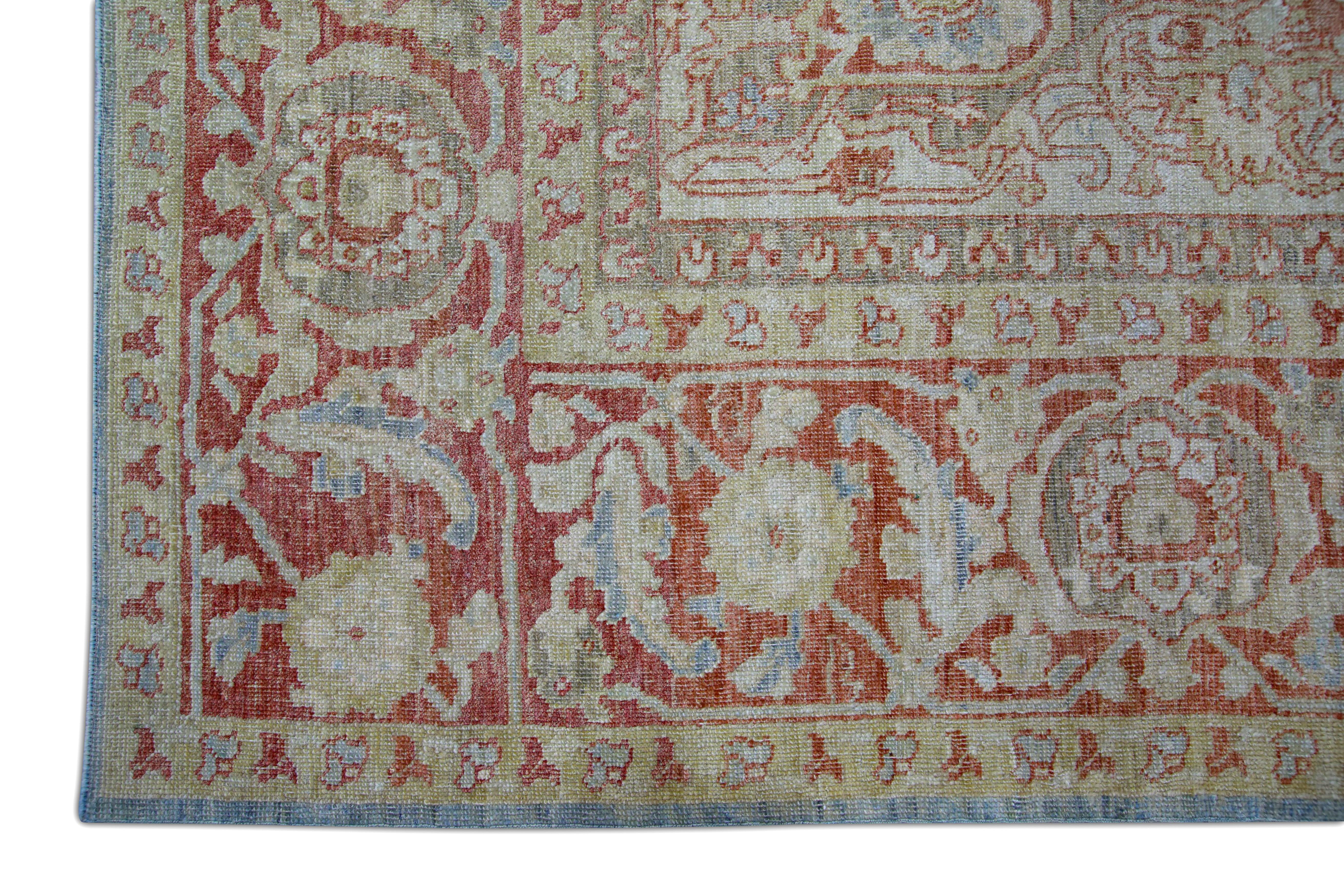 Hand-Knotted Oushak Rug Oriental Hand Knotted Turkish Antique Look Oushak 10'3