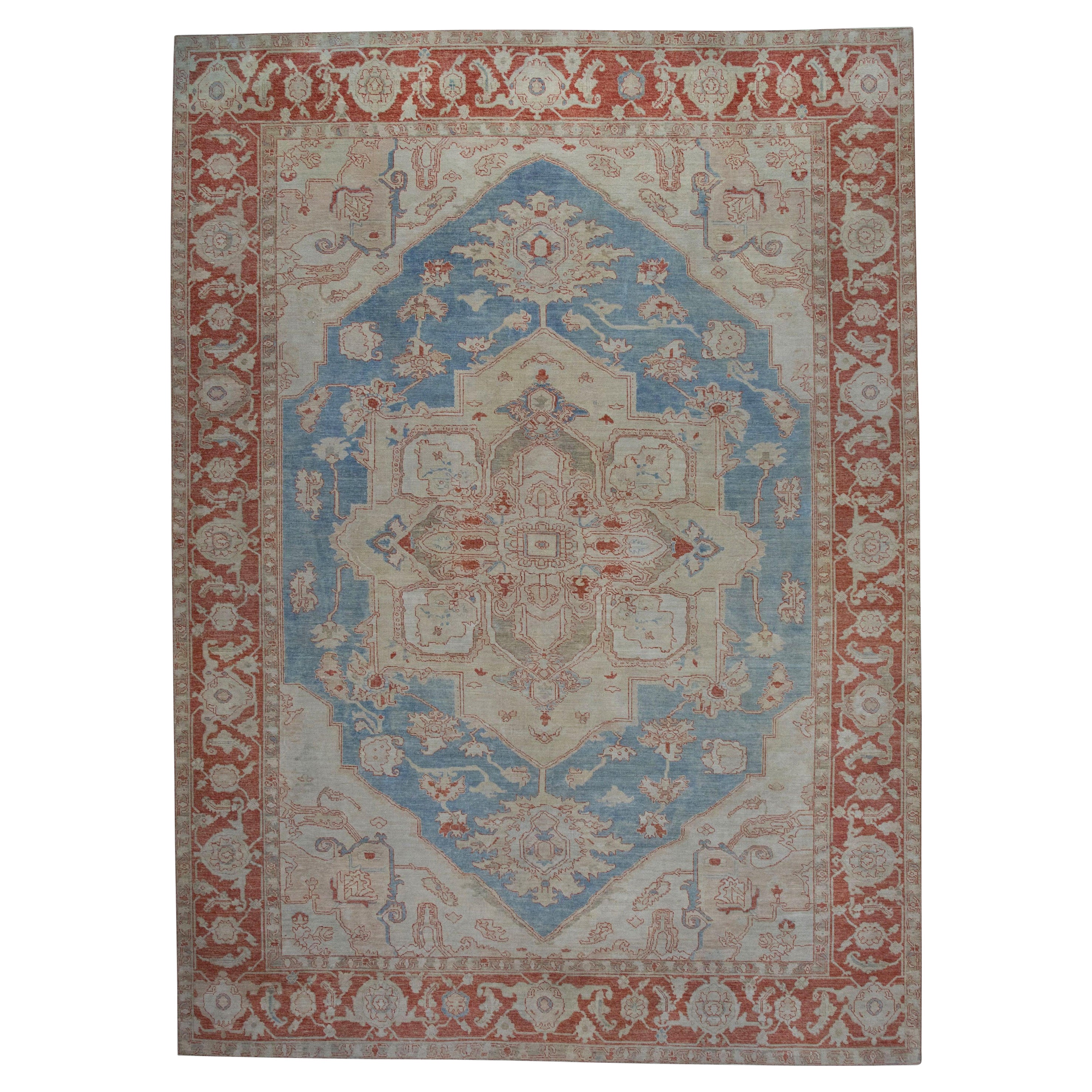 Tappeto Oushak Tappeto orientale annodato a mano turco dall'aspetto antico Oushak 10'4" x 14'3" #5975