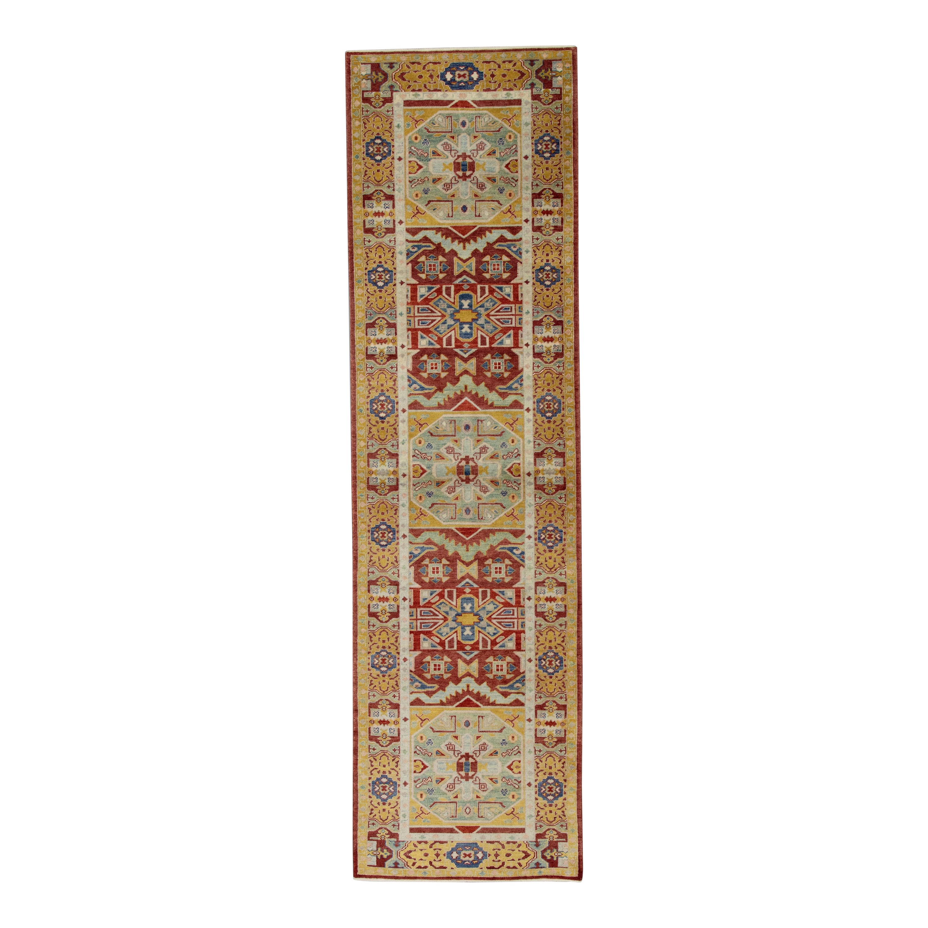 Oushak-Teppich Orientalischer handgeknüpfter türkischer antiker Look Oushak 3'2" x 11'4" #2016