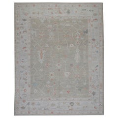 Alfombra Oushak Oriental Anudada a Mano Turca Aspecto Antiguo Oushak 8'6" x 10'10" #5621