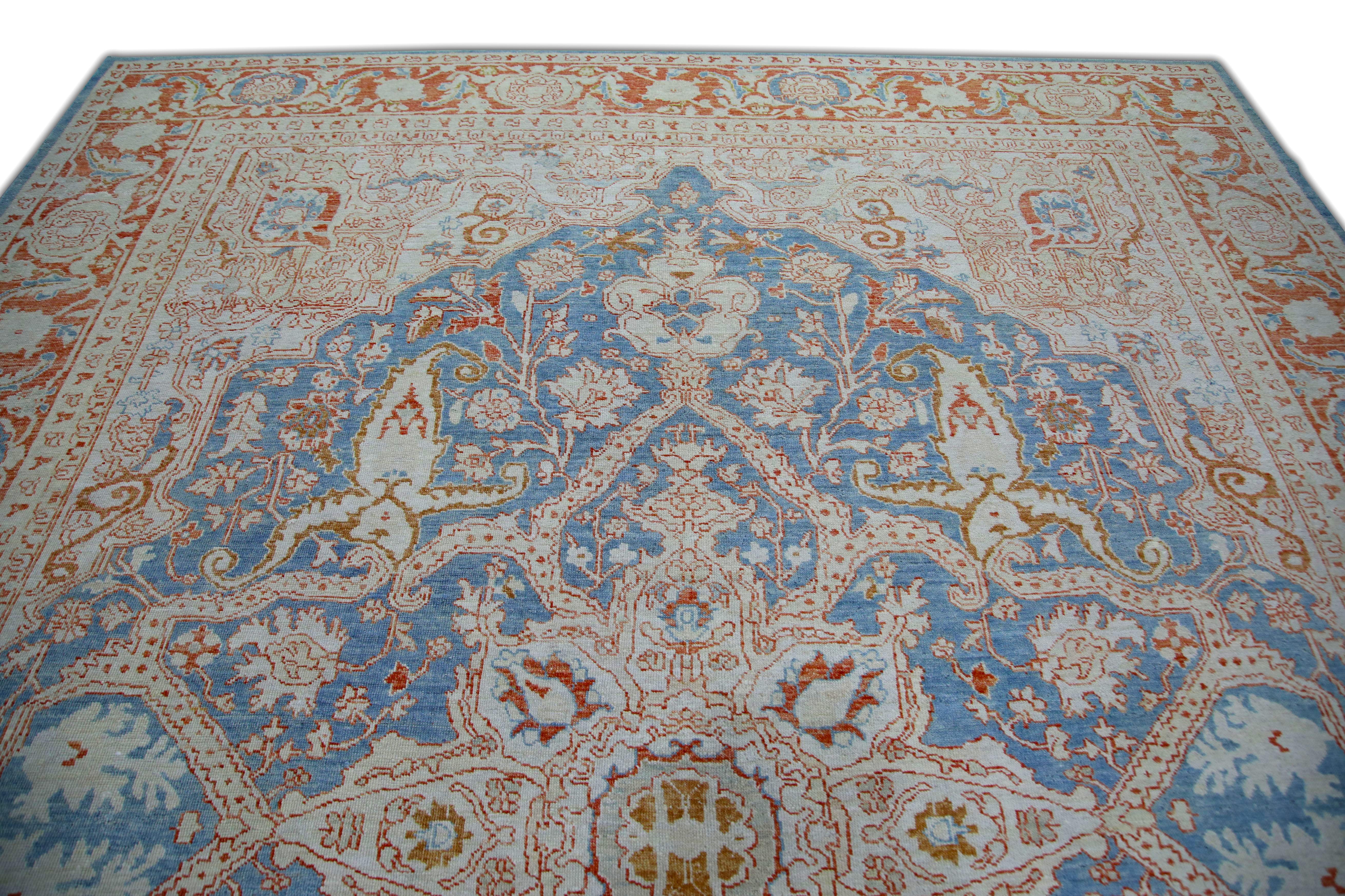 Hand-Knotted Oushak Rug Oriental Hand Knotted Turkish Antique Look Oushak 9'4