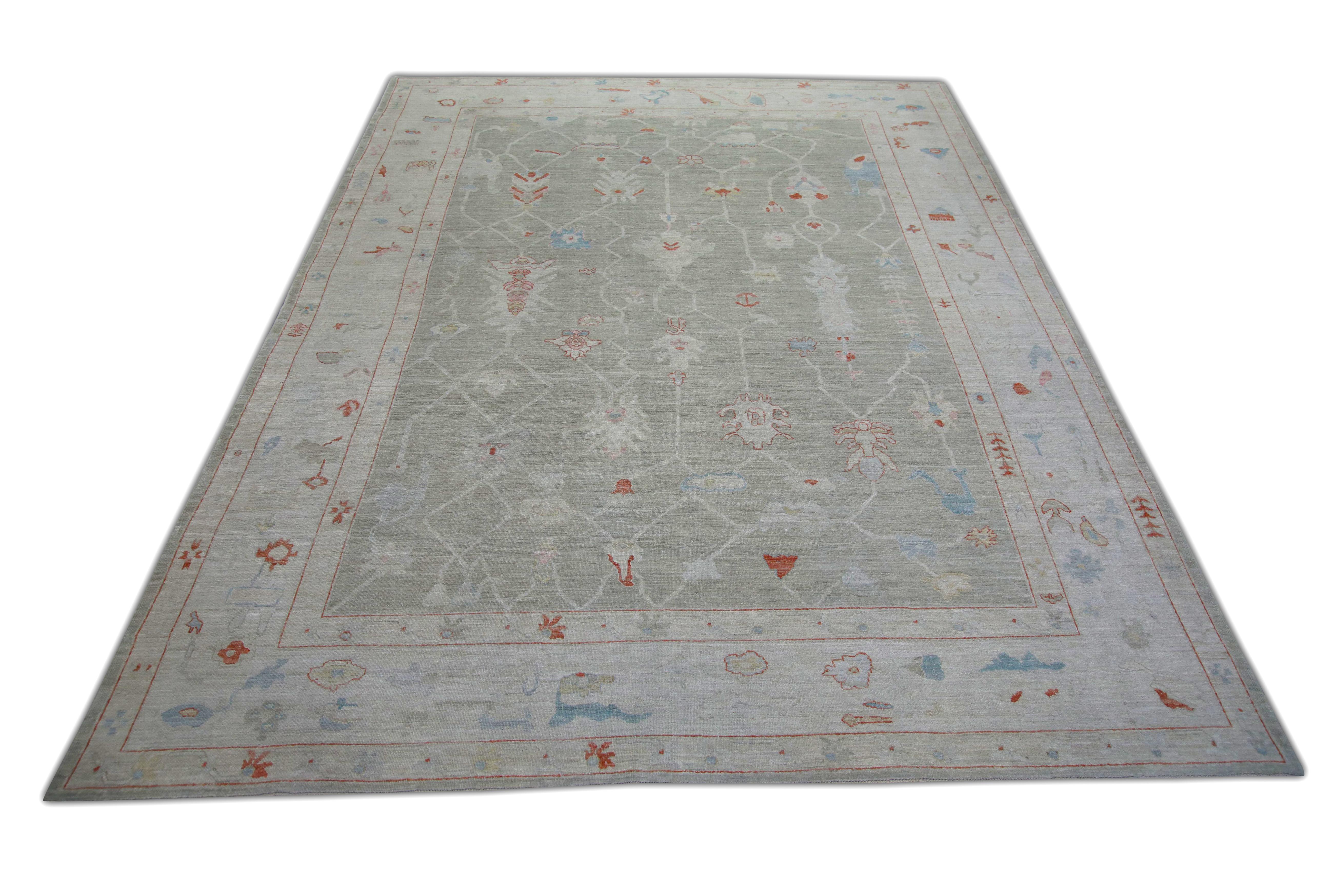 Tappeto Oushak Tappeto orientale annodato a mano turco dall'aspetto antico Oushak 9'4