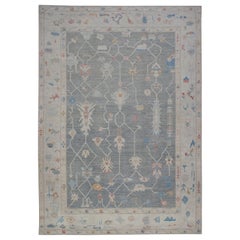 Tappeto Oushak Tappeto orientale annodato a mano turco dall'aspetto antico Oushak 9'4" x 12'7" #5225