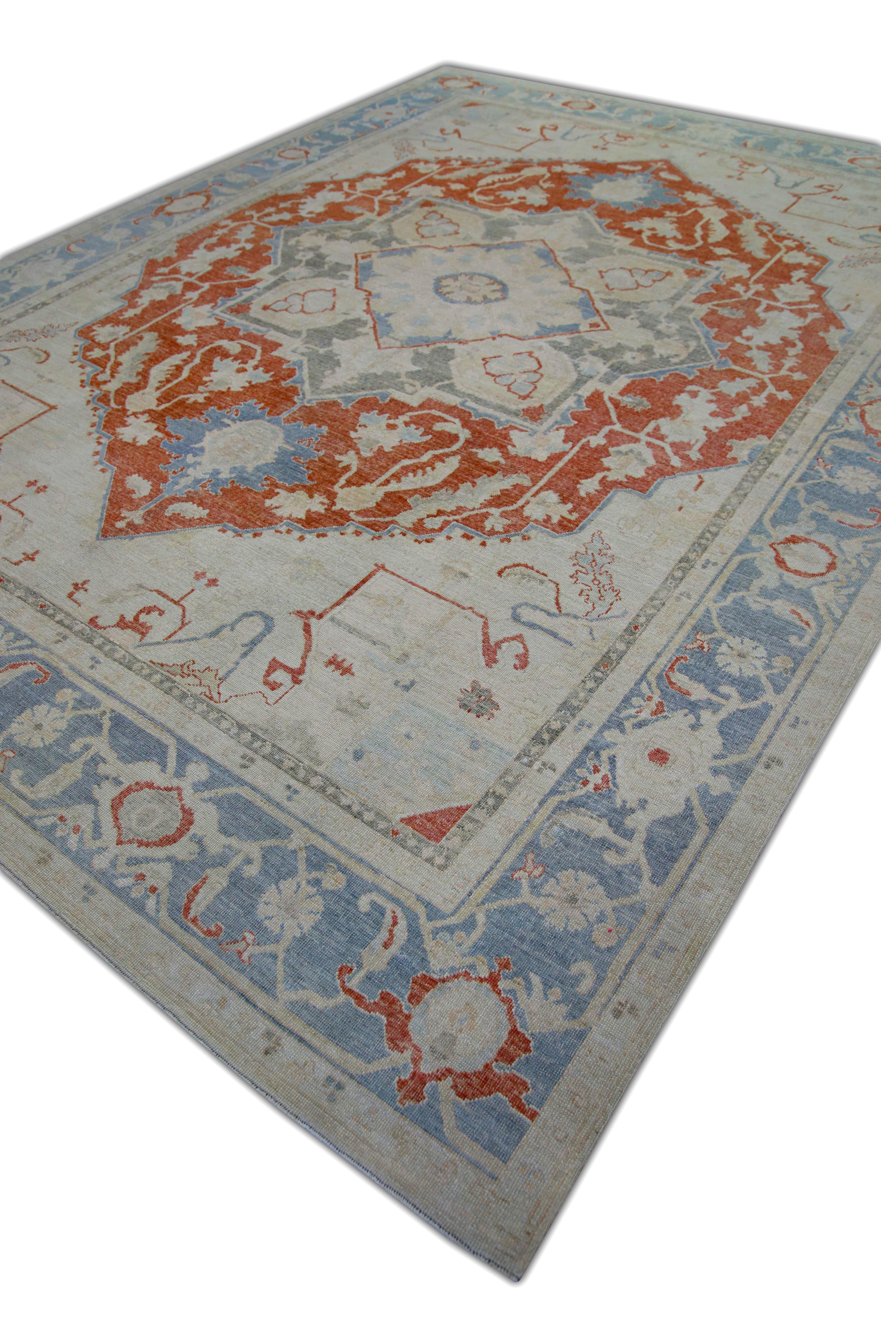 Oushak-Teppich Orientalischer handgeknüpfter türkischer antiker Look Oushak 9'4