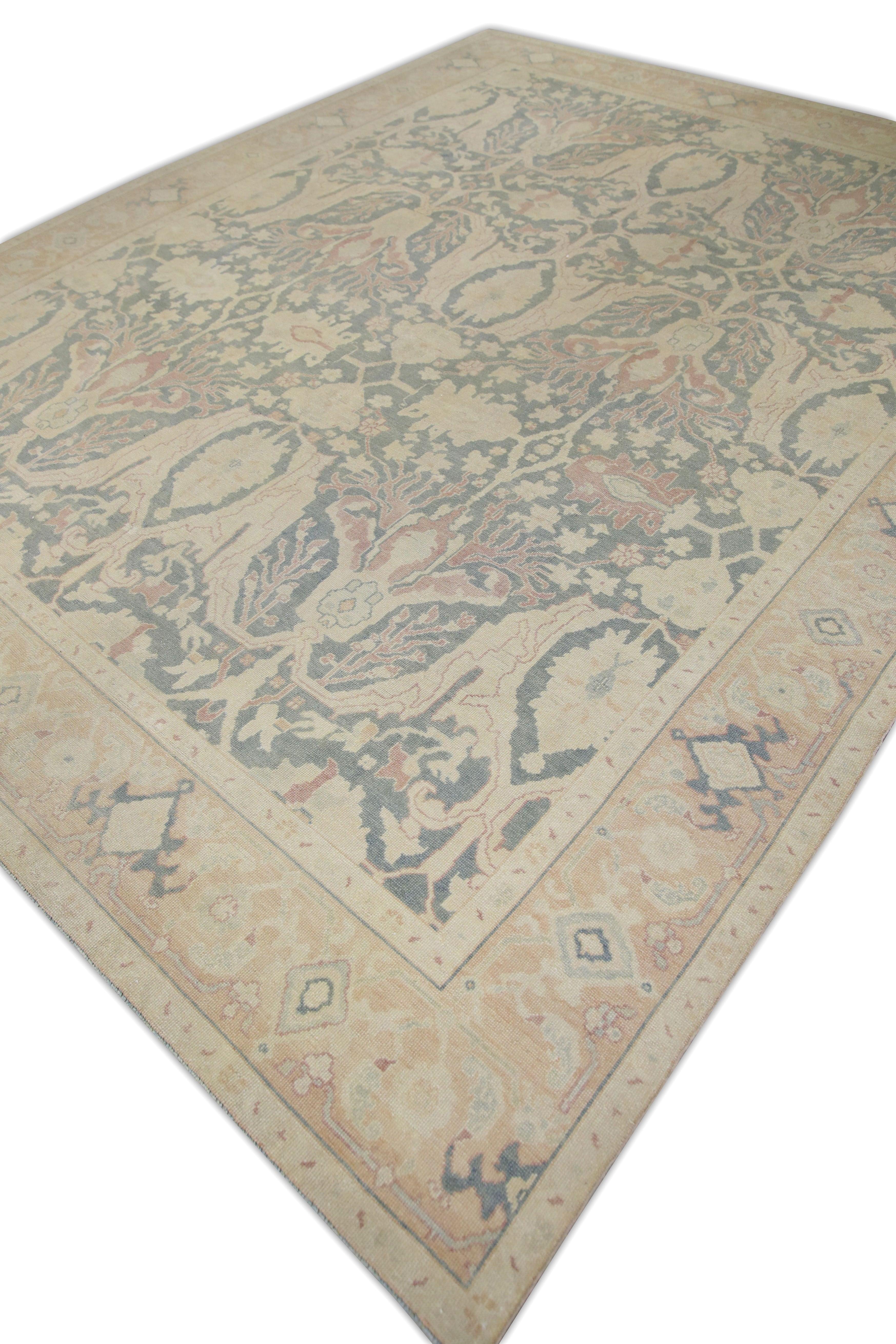 Oushak Rug Oriental Hand Knotted Turkish Antique Look Oushak 9'5