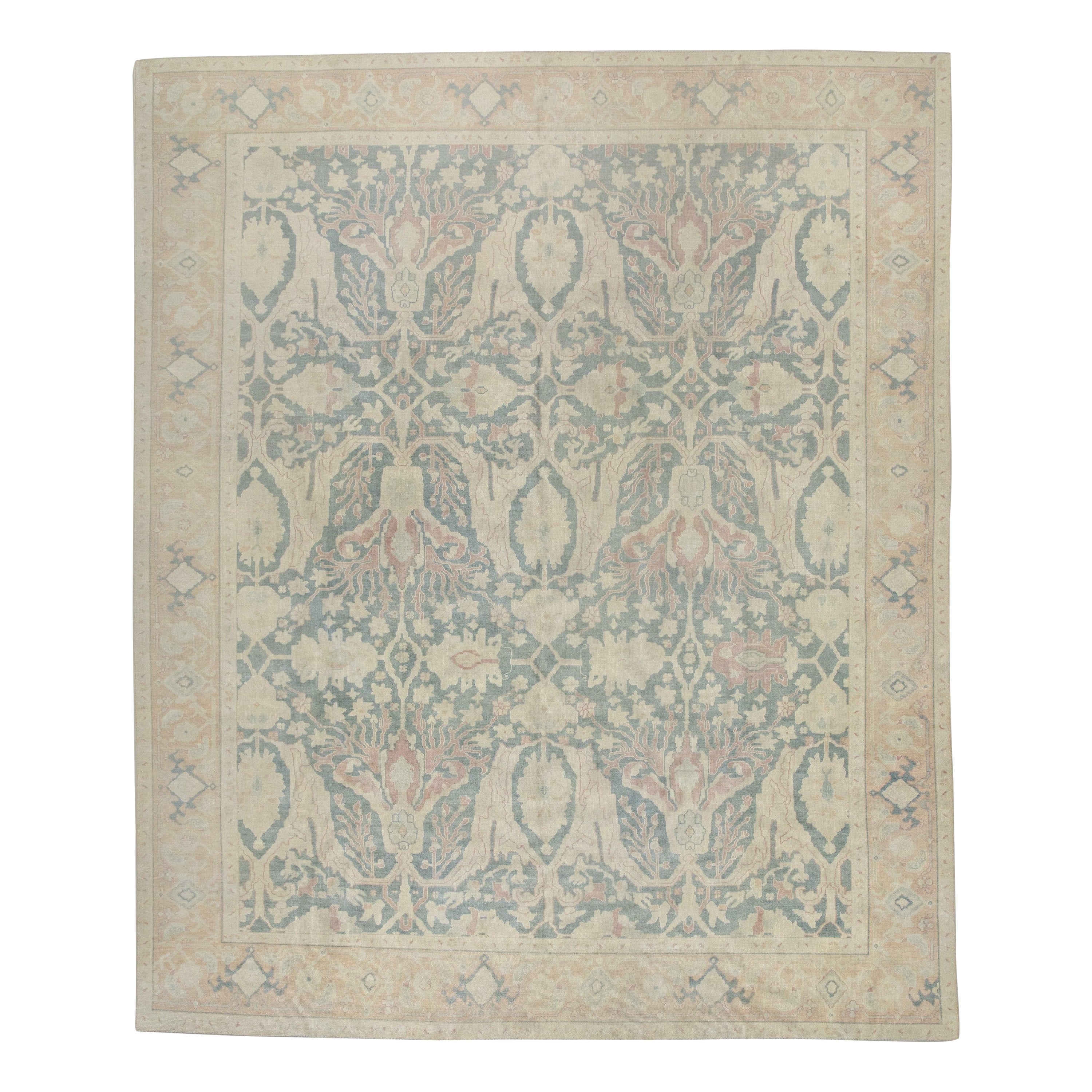Oushak Rug Oriental Hand Knotted Turkish Antique Look Oushak 9'5" x 11'9" #5050 For Sale