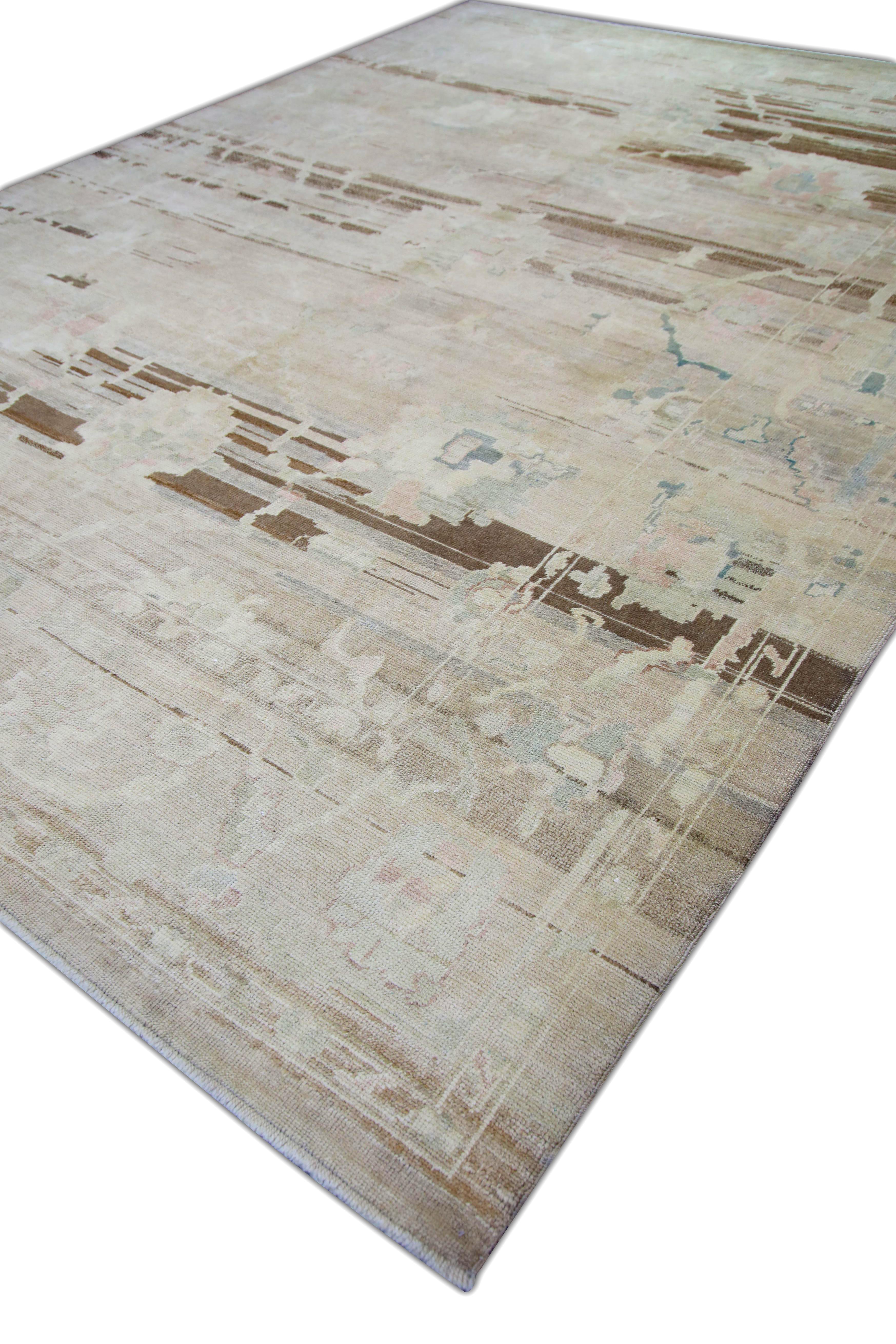 Annodato a mano Tappeto Oushak Orientale annodato a mano in lana antica turca 10' x 14'2