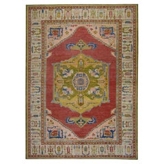 Oushak-Teppich Orientalischer handgeknüpfter, türkischer, alter Wolle, 10'5" x 14' #5987, Oushak