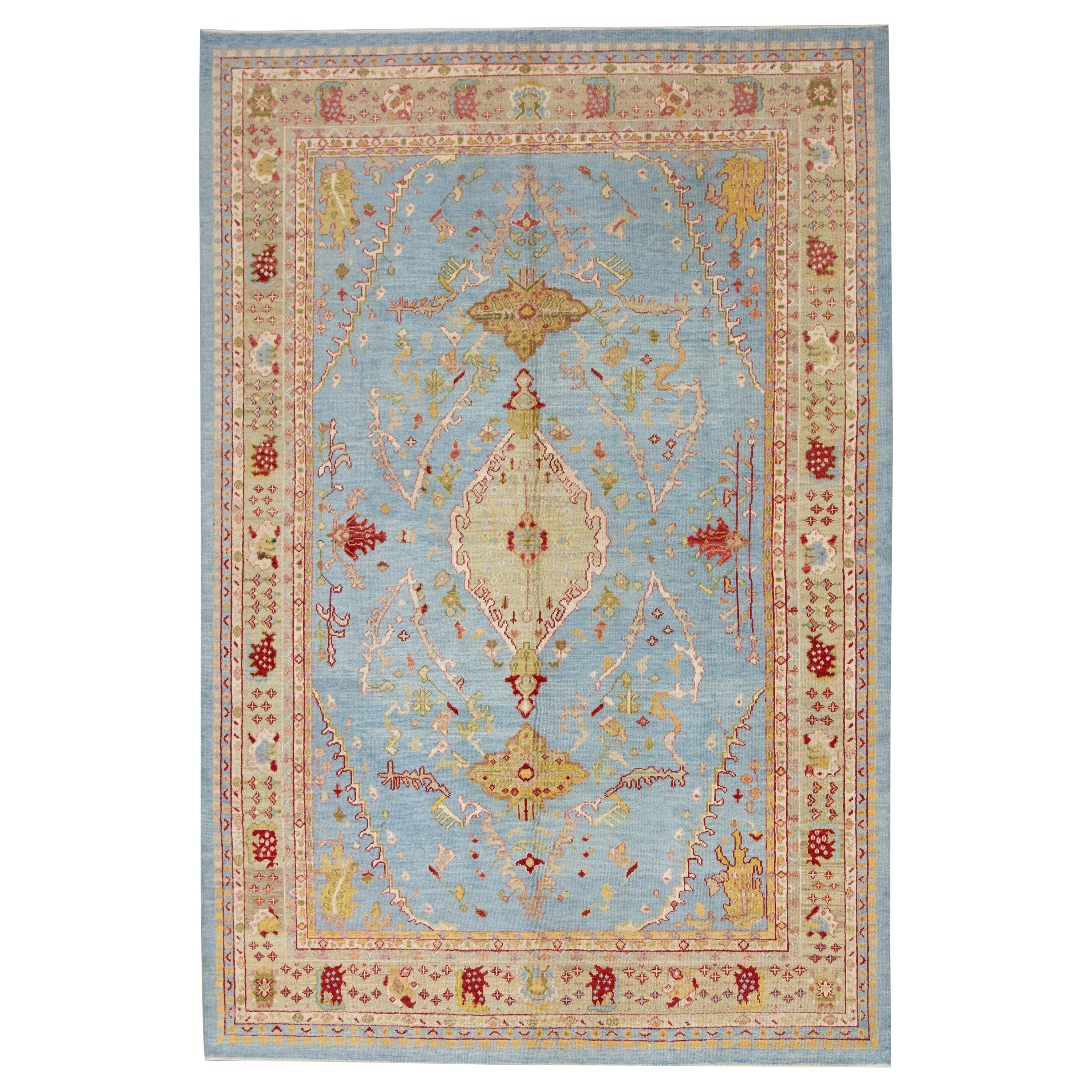 Oushak-Teppich Orientalischer handgeknüpfter türkischer Teppich aus alter Wolle 7'9" x 11'7" #2094