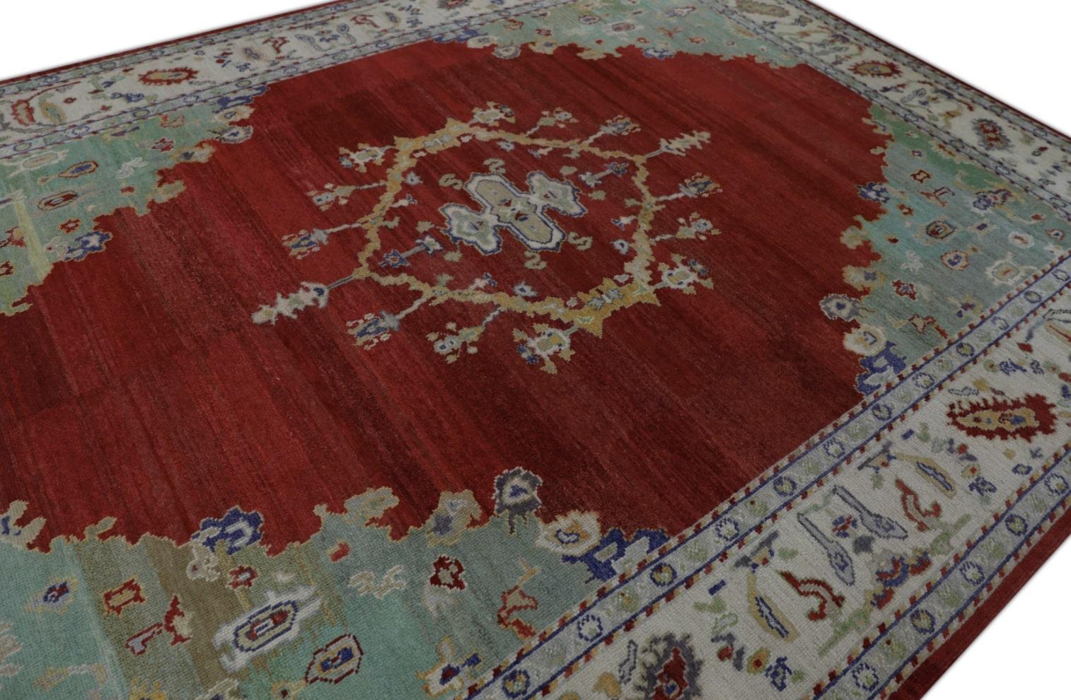 Oushak Teppich Orientalisch Hand geknüpft Türkisch Alte Wolle Oushak 9'4
