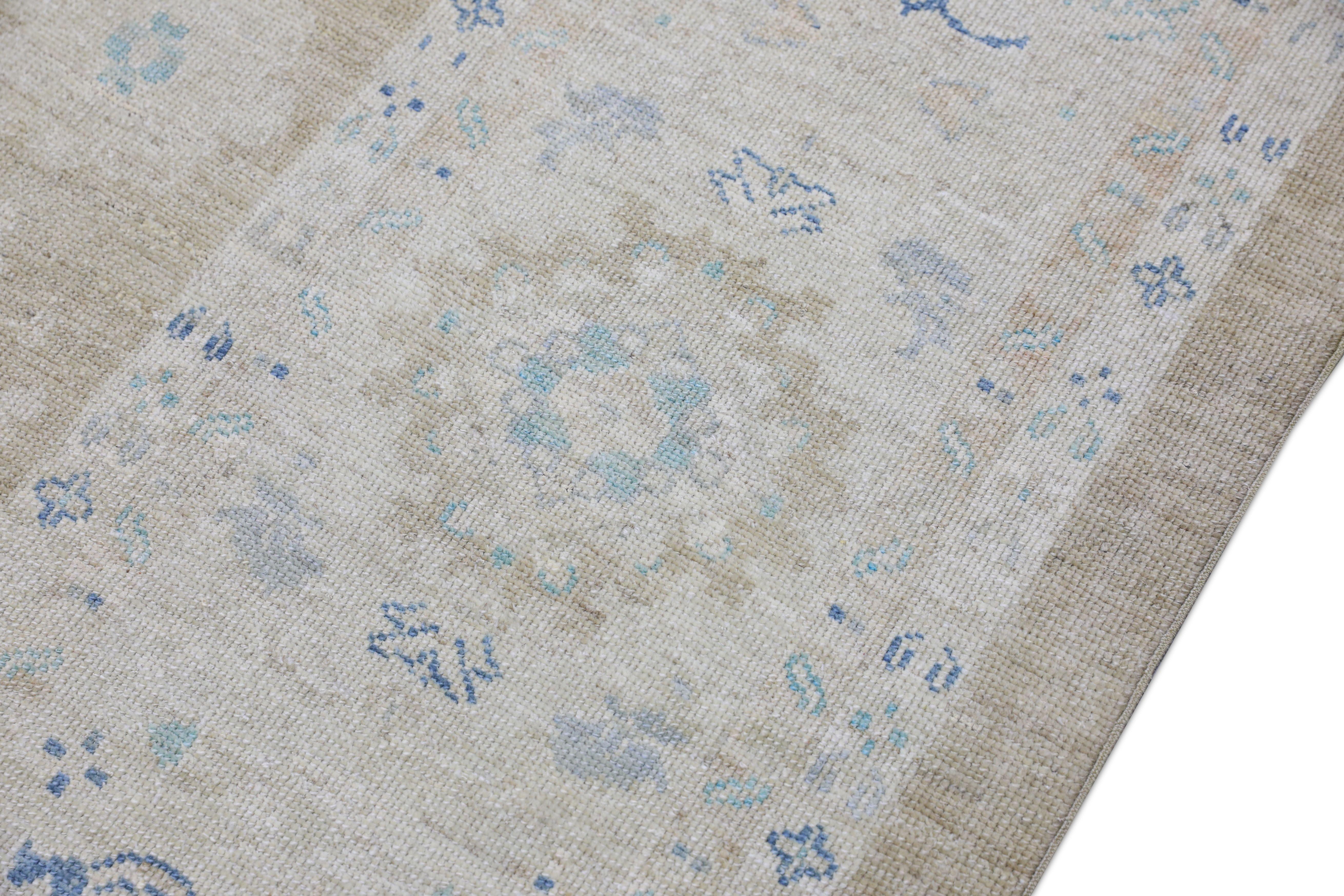 Tapis oriental noué à la main turc Oushak 10'10