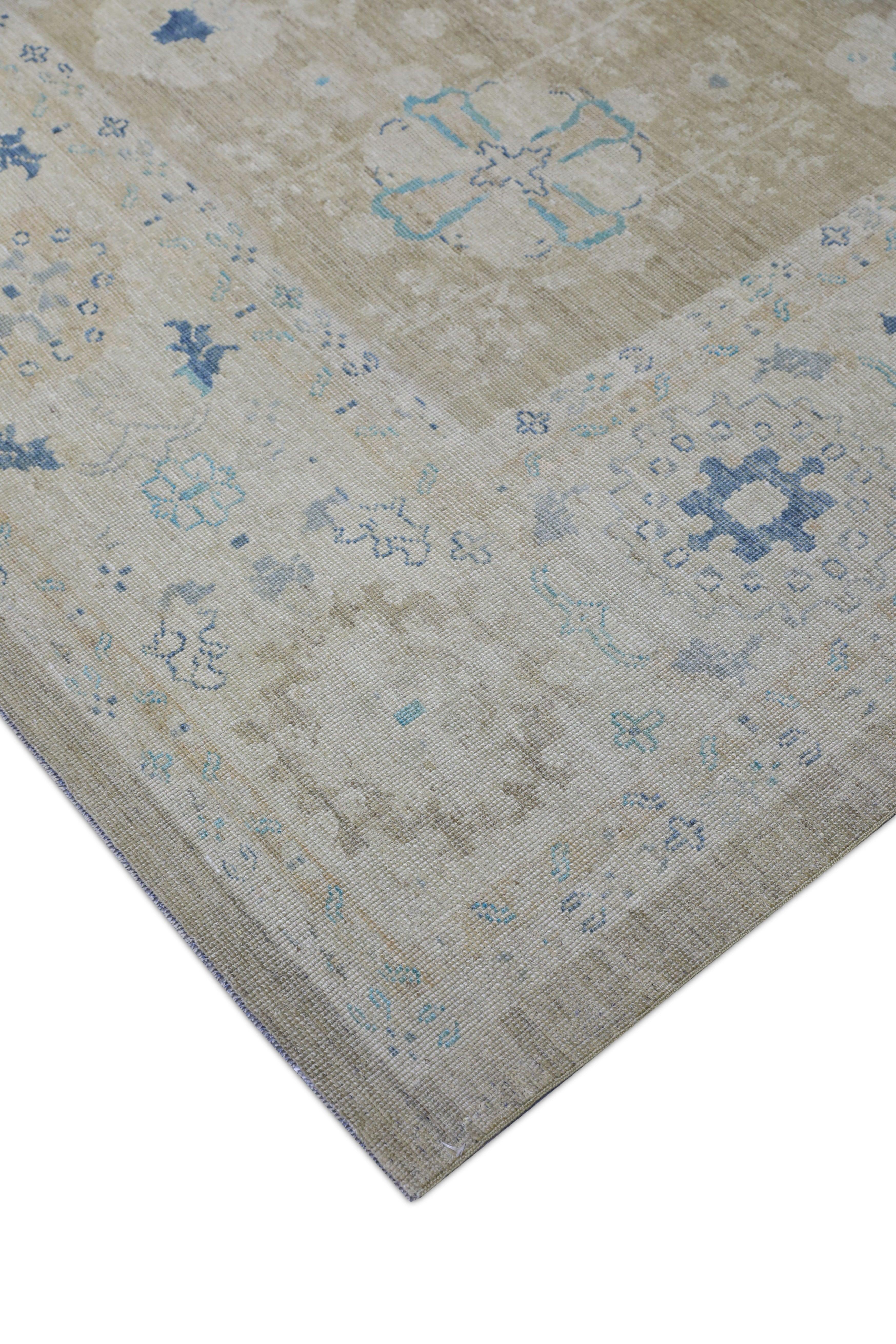 Turc Tapis oriental noué à la main turc Oushak 10'10