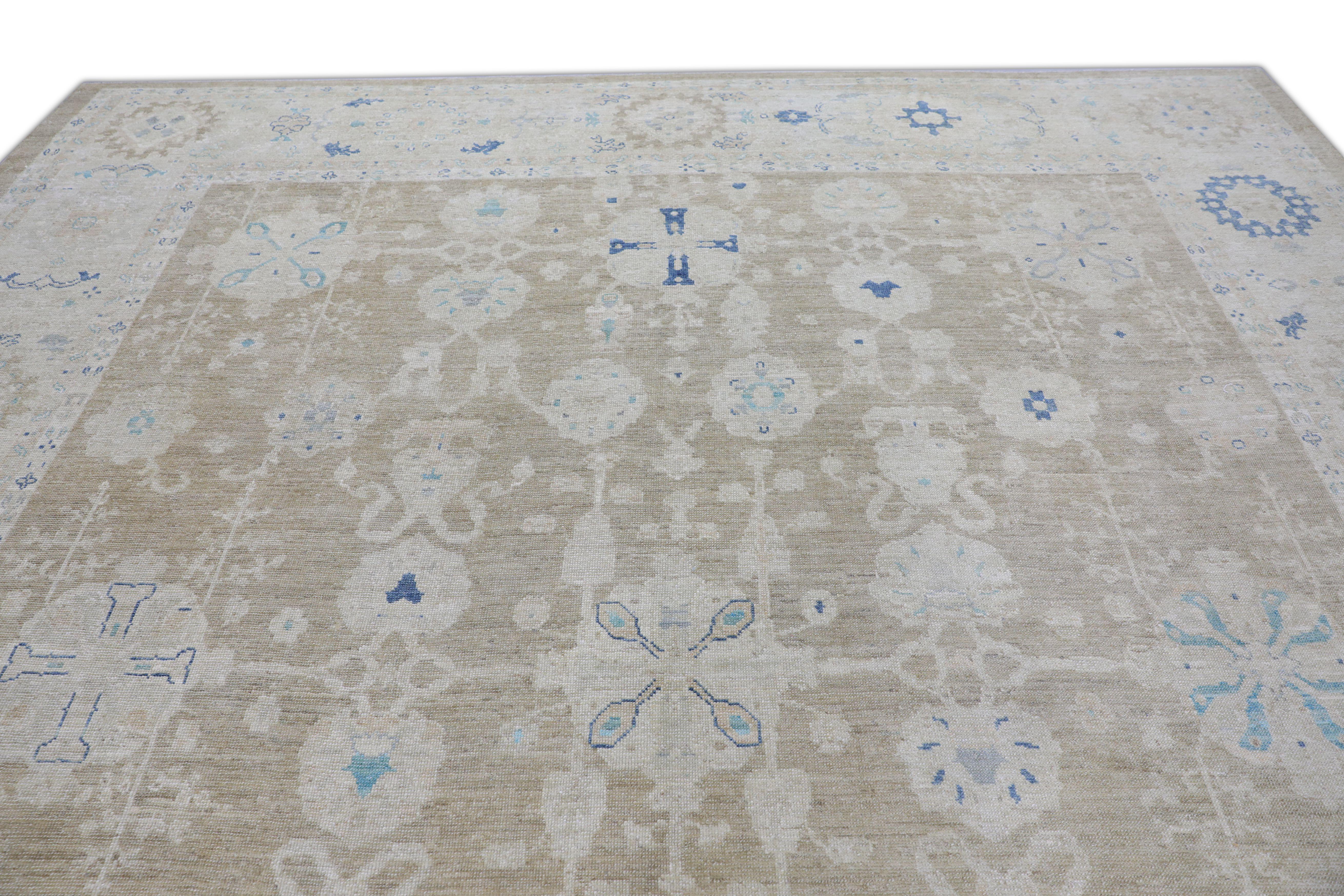 Tapis oriental noué à la main turc Oushak 10'10