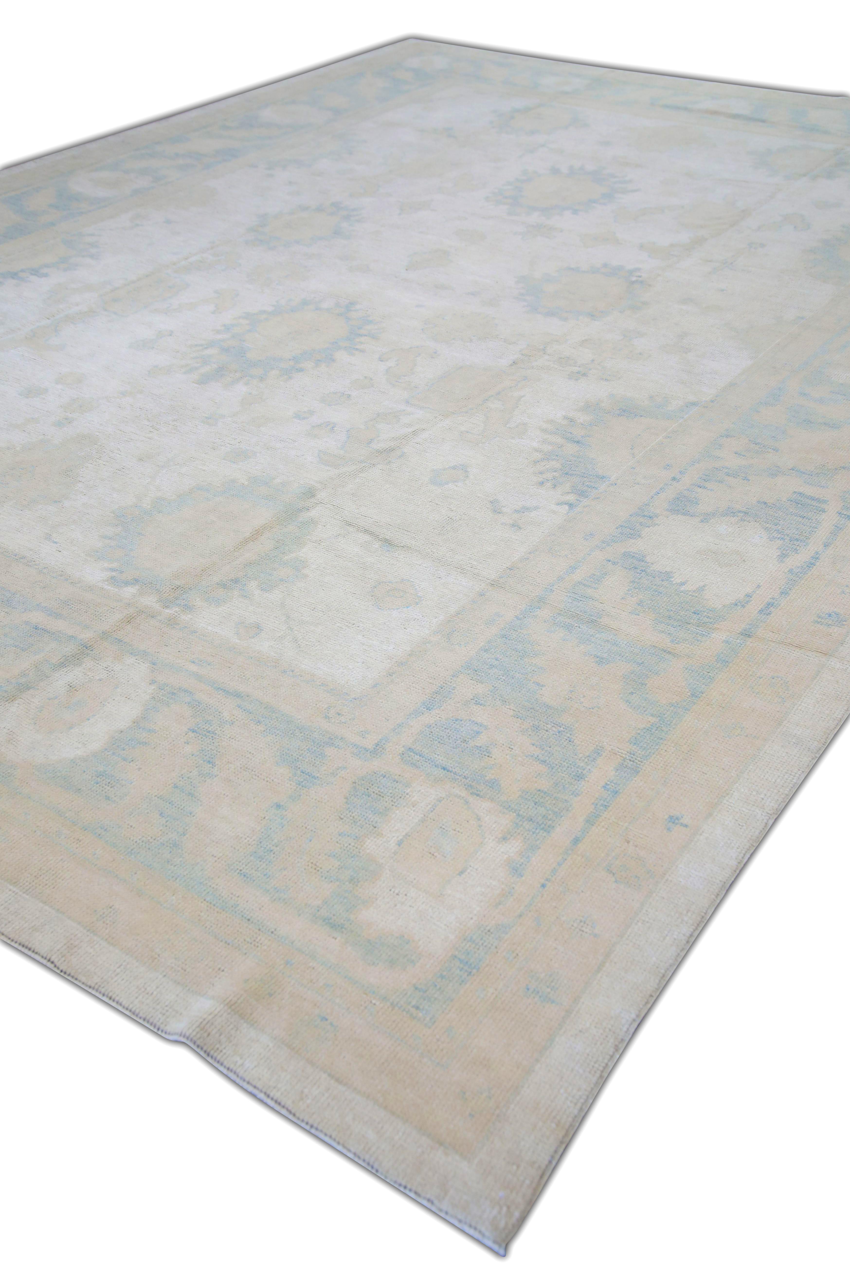 Oushak Rug Oriental Hand Knotted Turkish Oushak 10'11