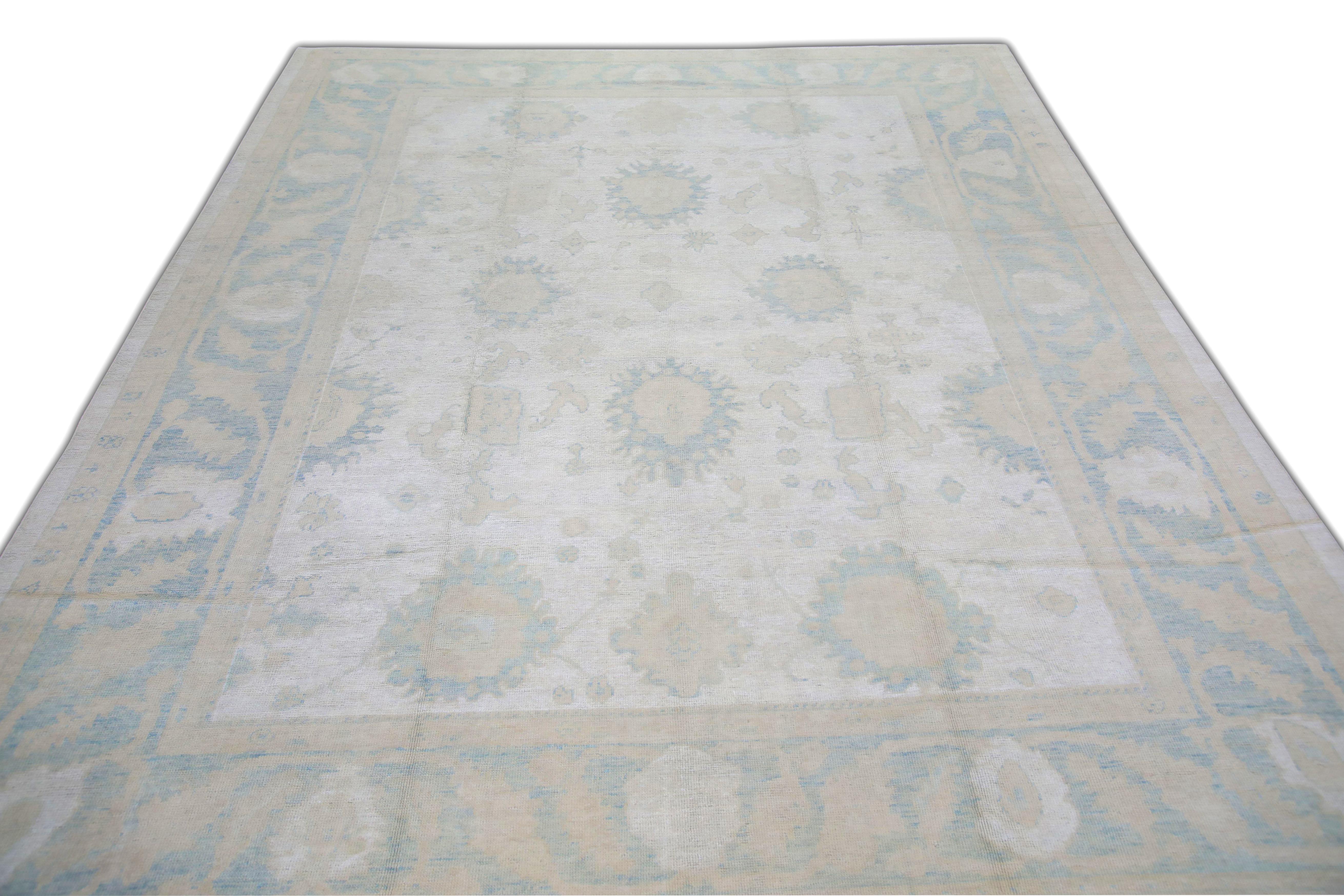 Contemporary Oushak Rug Oriental Hand Knotted Turkish Oushak 10'11