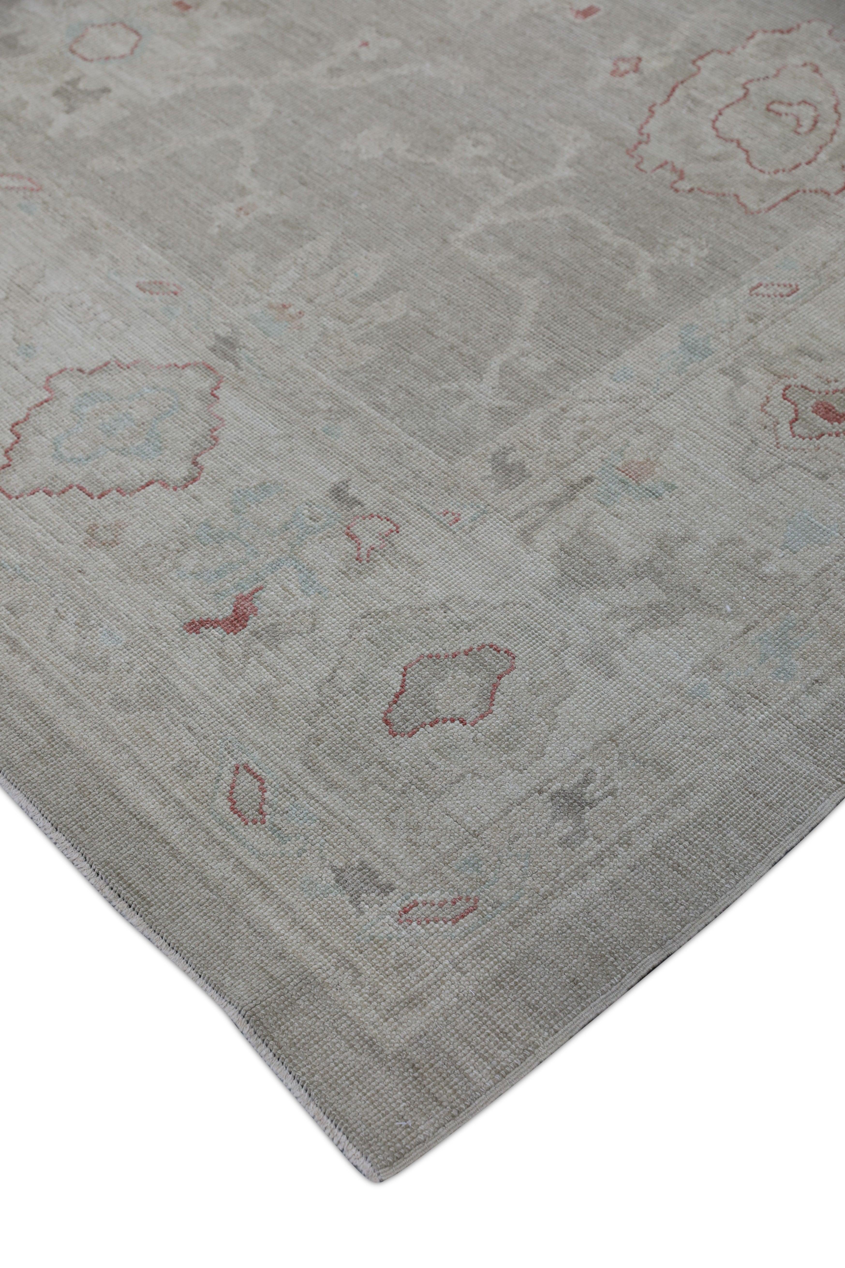 Hand-Knotted Oushak Rug Oriental Hand Knotted Turkish Oushak 10'1