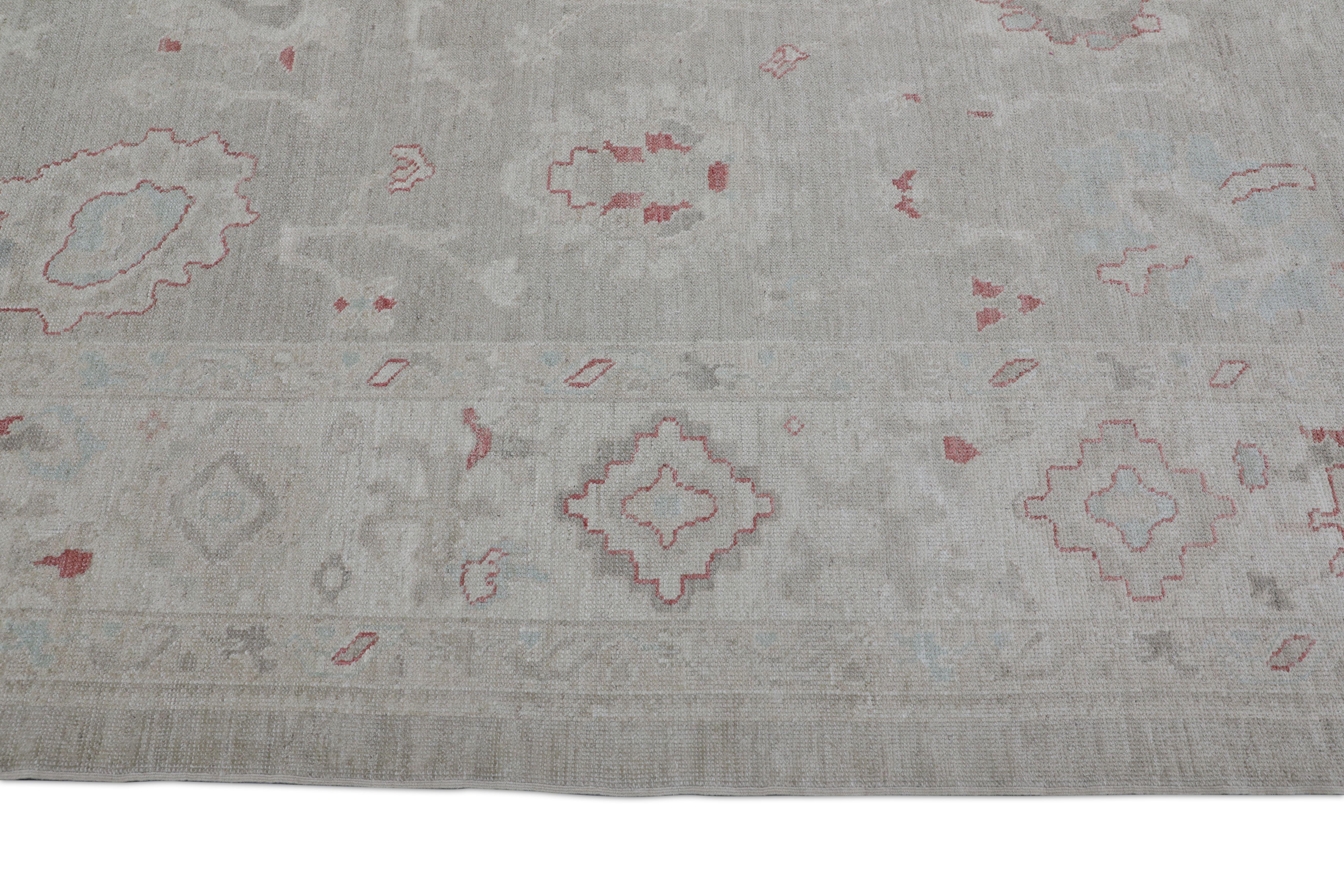 Contemporary Oushak Rug Oriental Hand Knotted Turkish Oushak 10'1