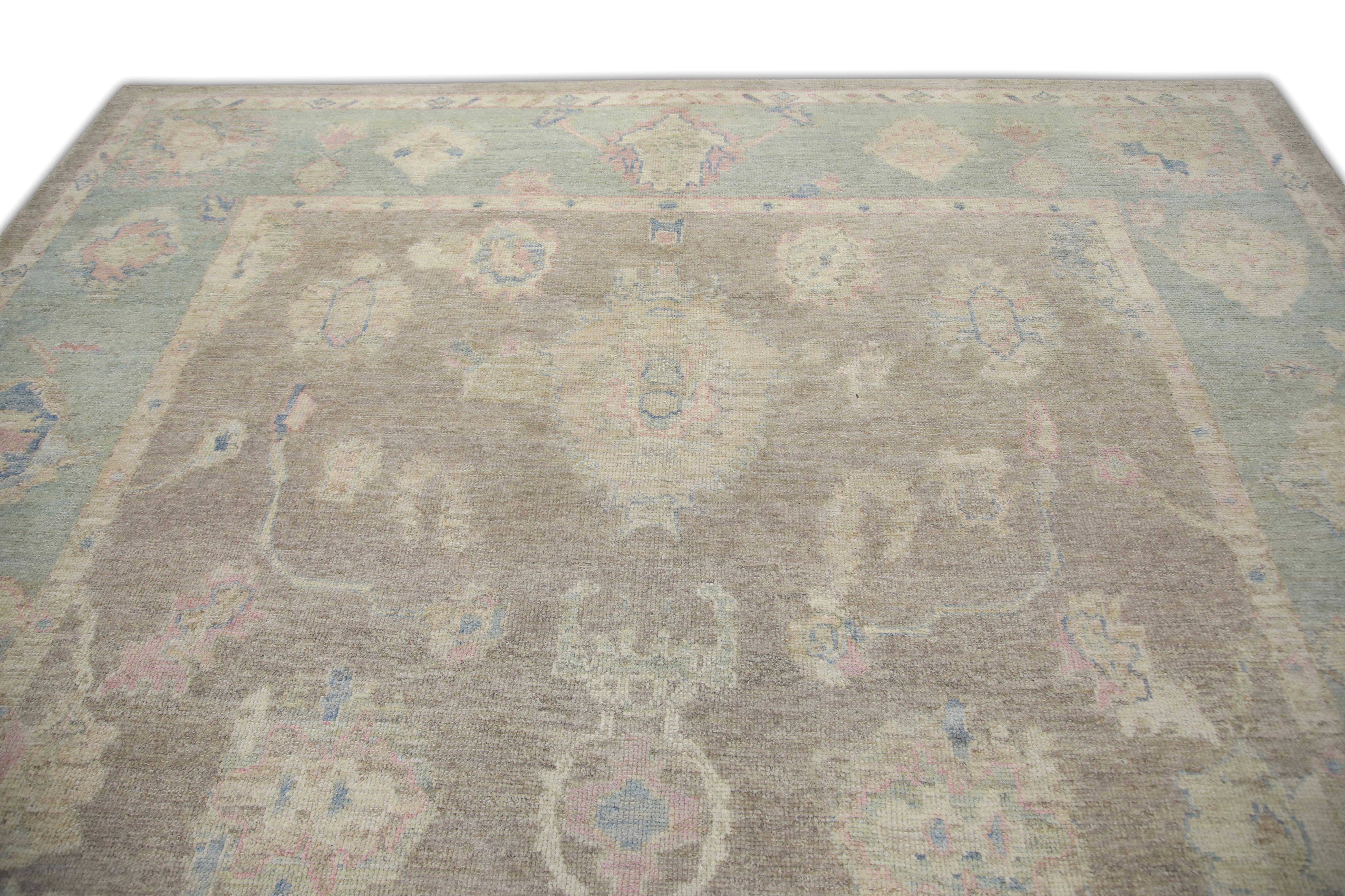Contemporary Oushak Rug Oriental Hand Knotted Turkish Oushak 10'2