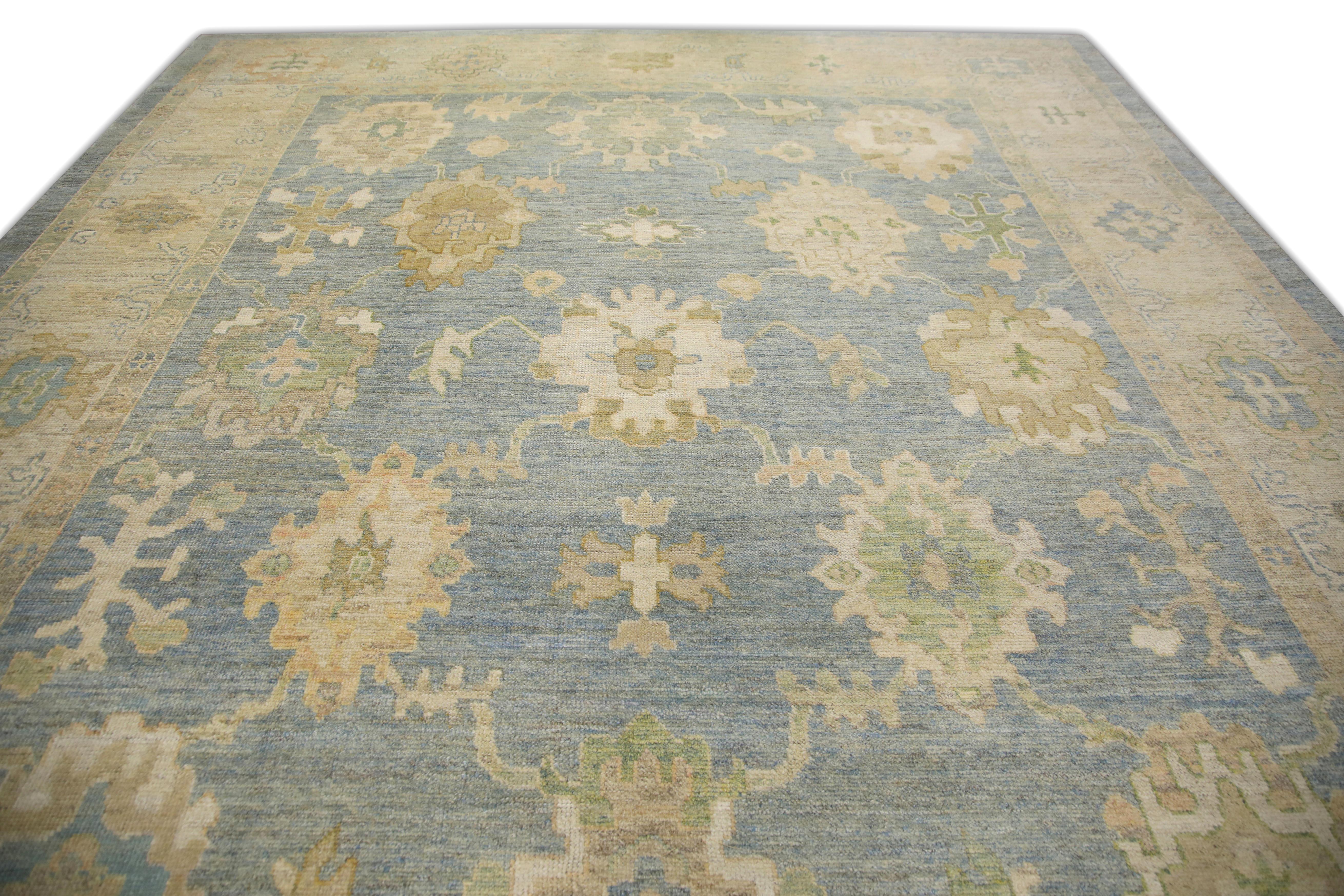 Contemporary Oushak Rug Oriental Hand Knotted Turkish Oushak 11'6