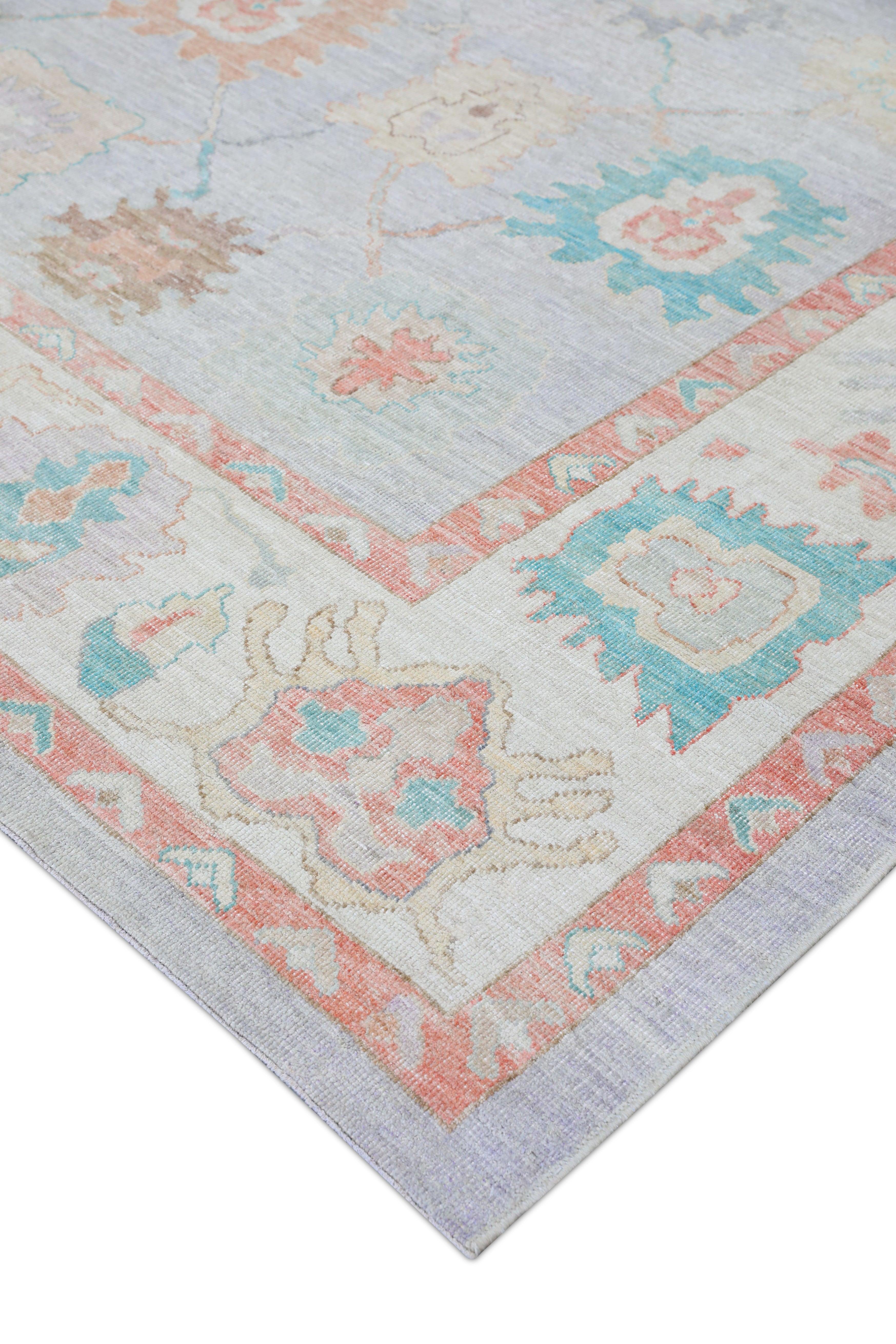 Hand-Knotted Oushak Rug Oriental Hand Knotted Turkish Oushak 12' x 15'4