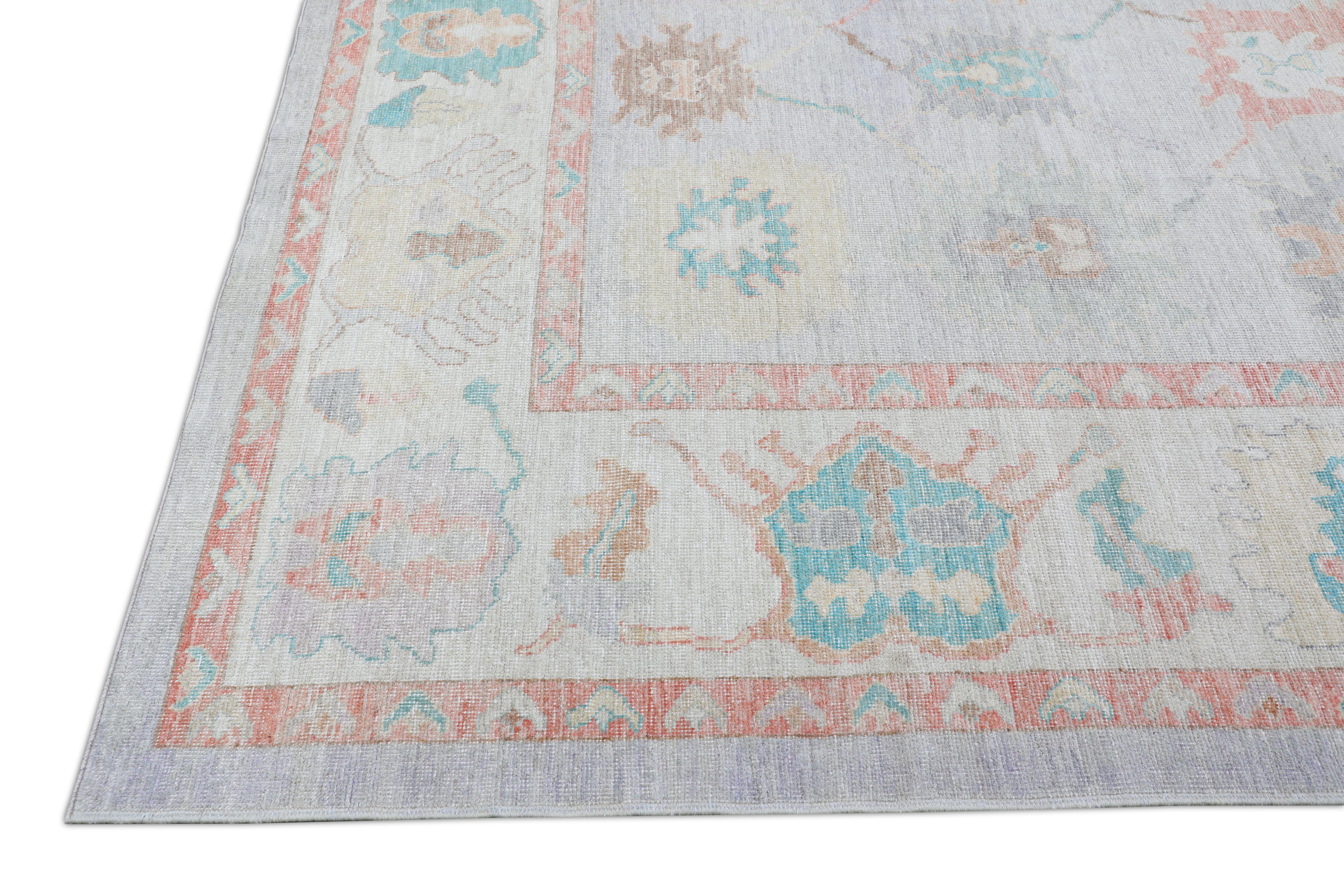 Contemporary Oushak Rug Oriental Hand Knotted Turkish Oushak 12' x 15'4