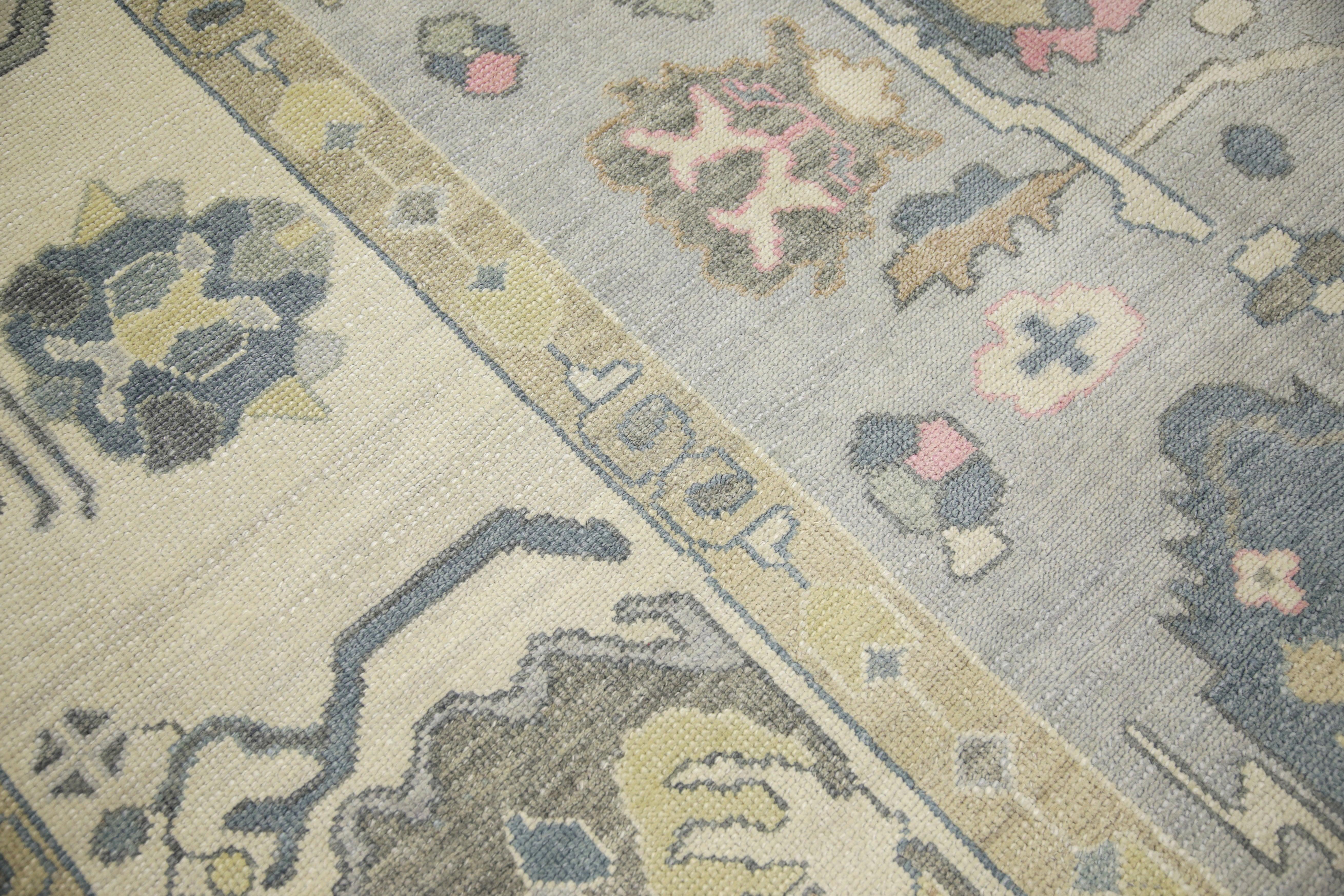 Hand-Knotted Oushak Rug Oriental Hand Knotted Turkish Oushak 12'1
