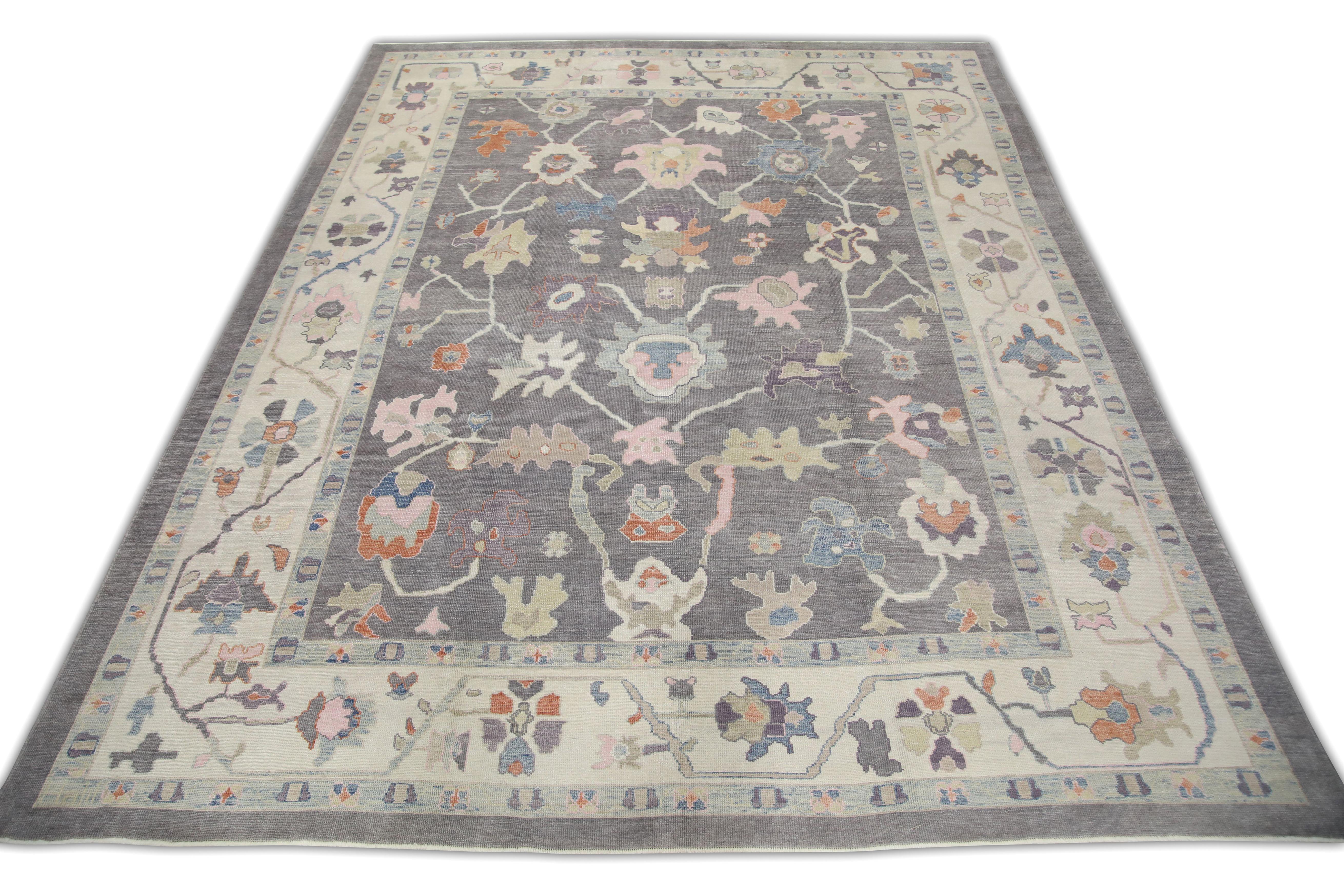 Noué à la main Tapis oriental noué à la main turc Oushak 12'2