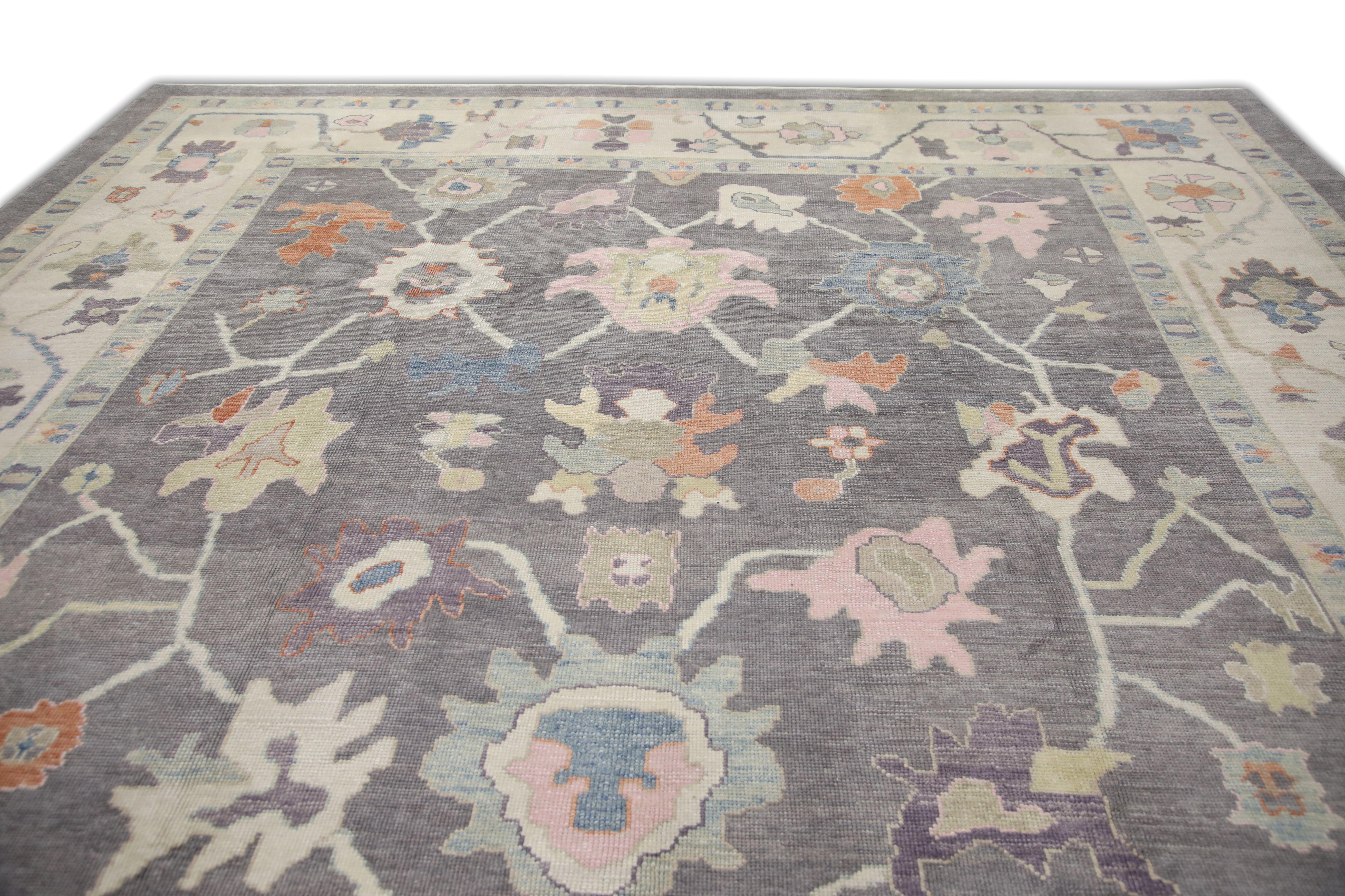 Tapis oriental noué à la main turc Oushak 12'2