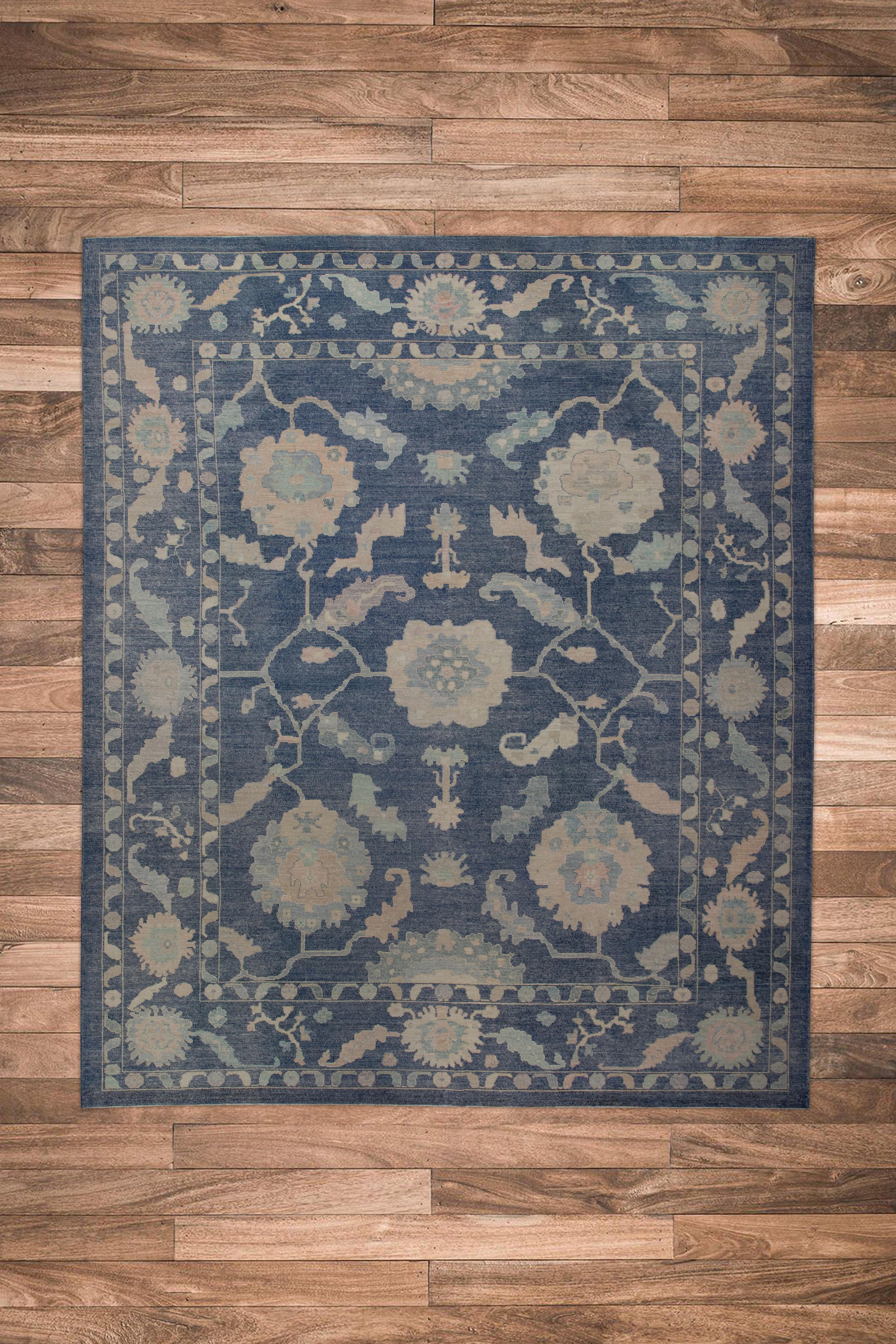 Oushak Rug Oriental Hand Knotted Turkish Oushak 12'6