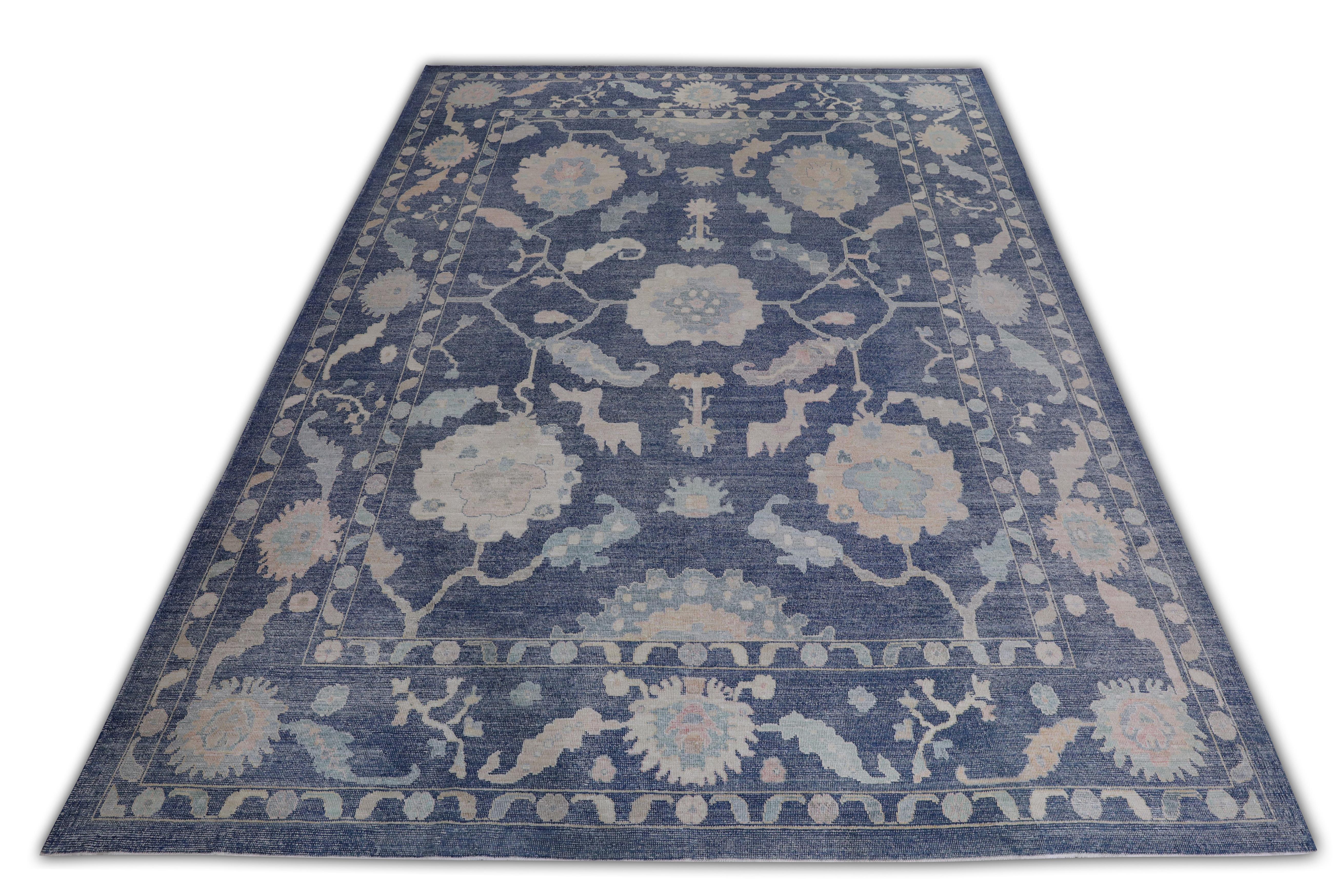 Contemporary Oushak Rug Oriental Hand Knotted Turkish Oushak 12'6