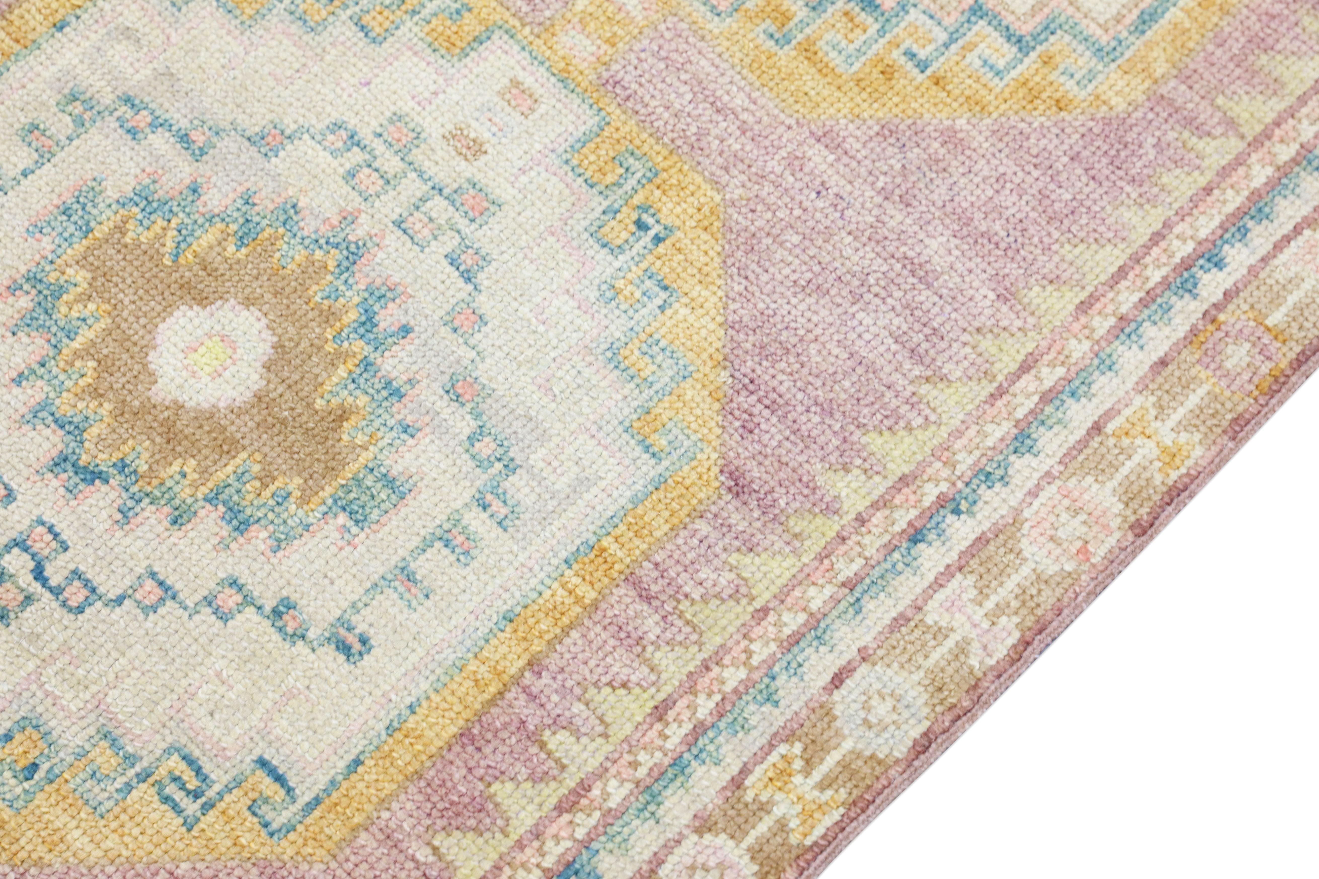 Turc Tapis oriental noué à la main turc Oushak 2'10