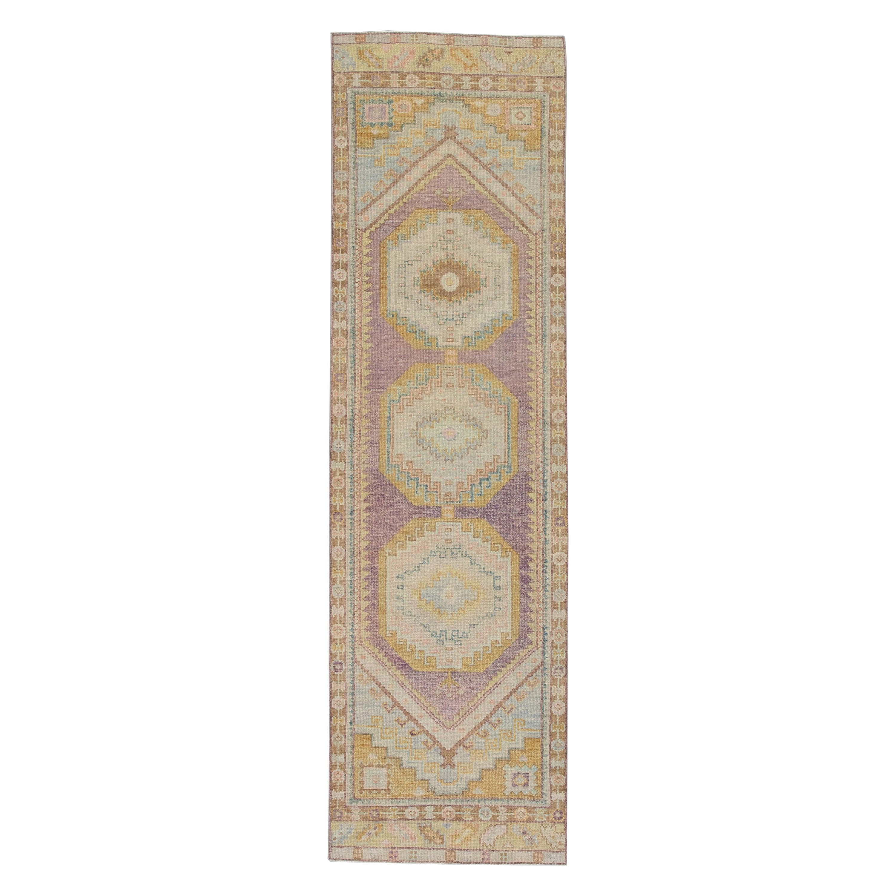Oushak-Teppich Orientalischer handgeknüpfter türkischer Oushak 2'10" x 10' #4231