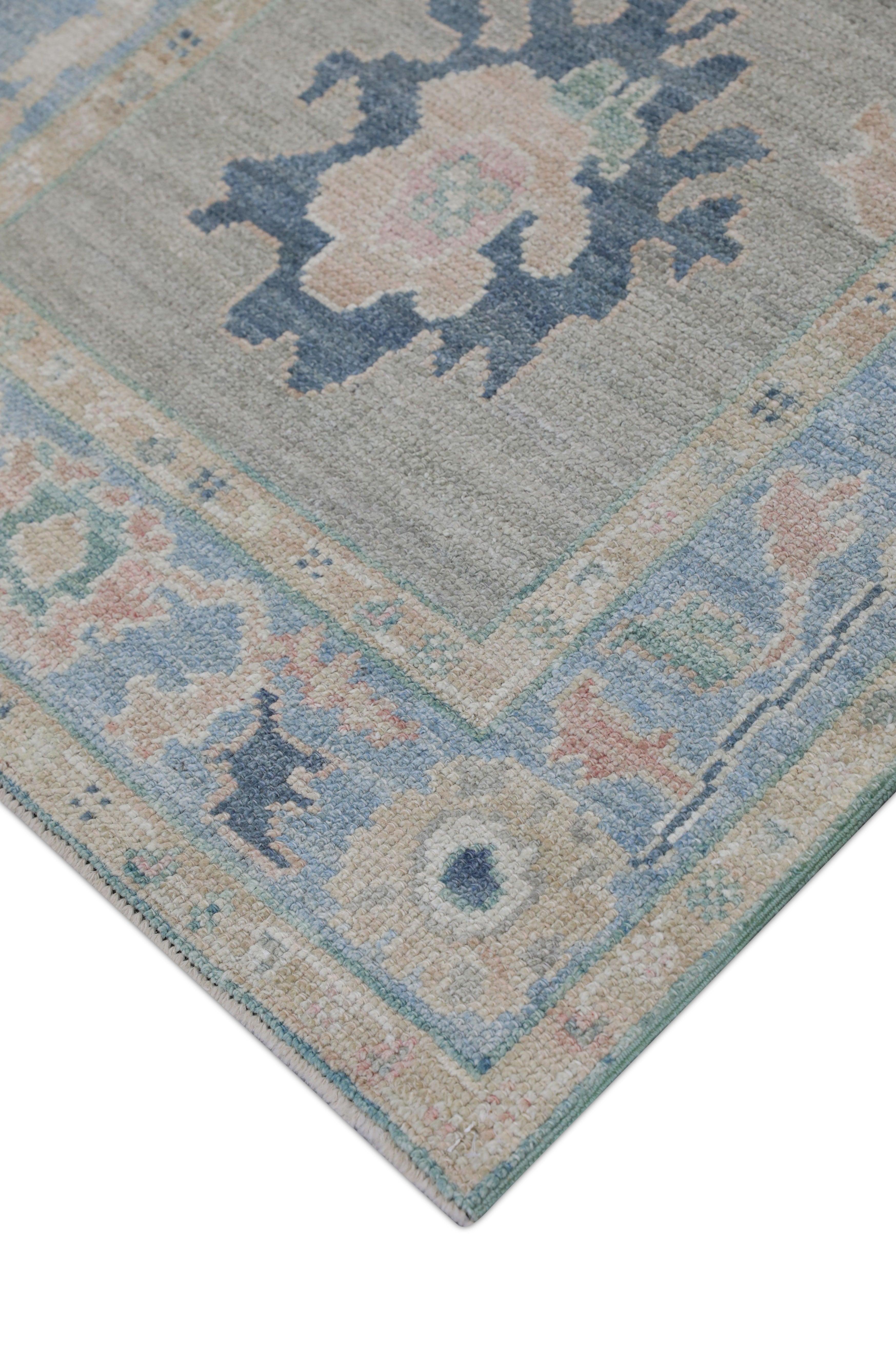 Hand-Knotted Oushak Rug Oriental Hand Knotted Turkish Oushak 2'10