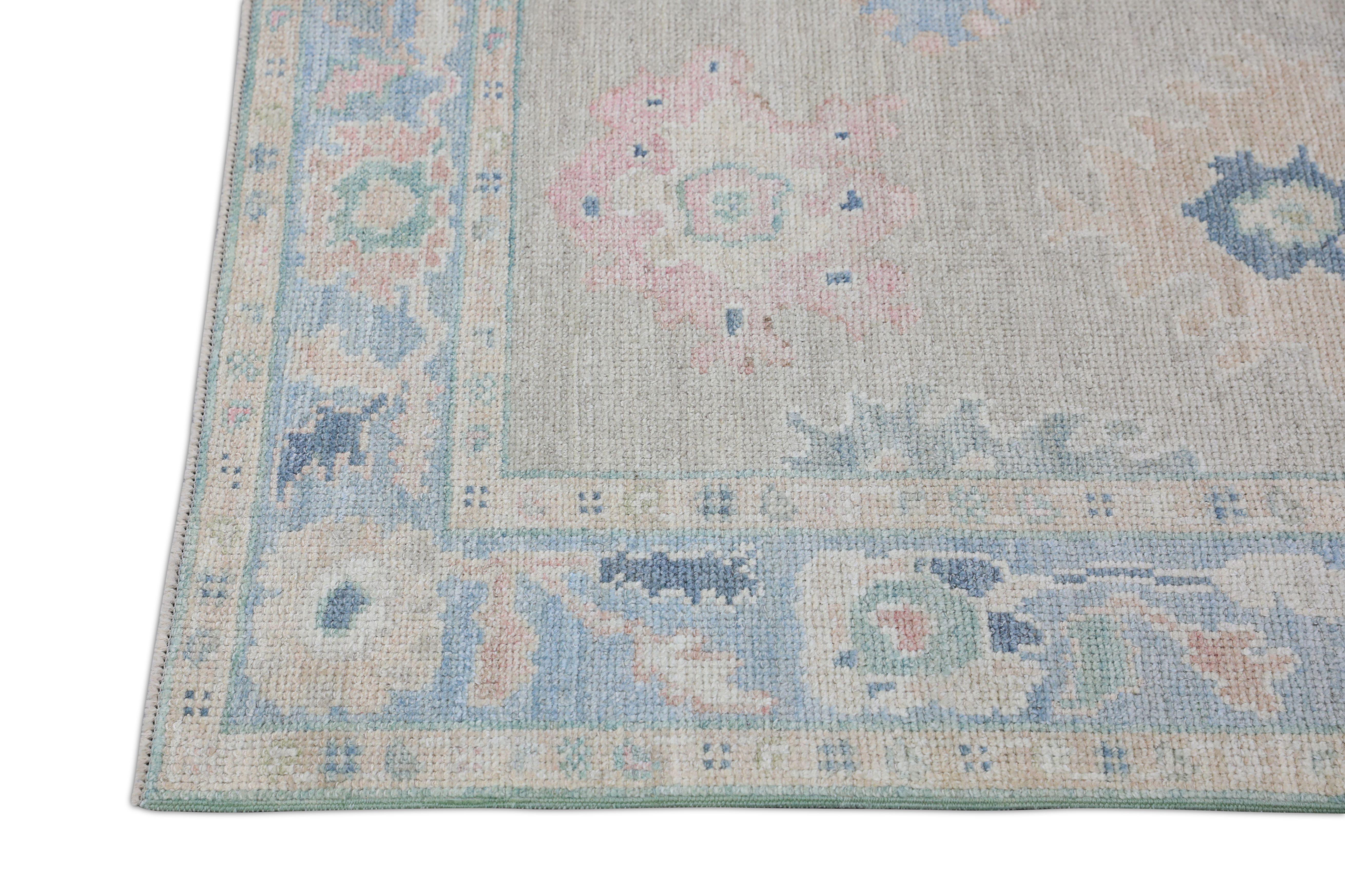 Contemporary Oushak Rug Oriental Hand Knotted Turkish Oushak 2'10