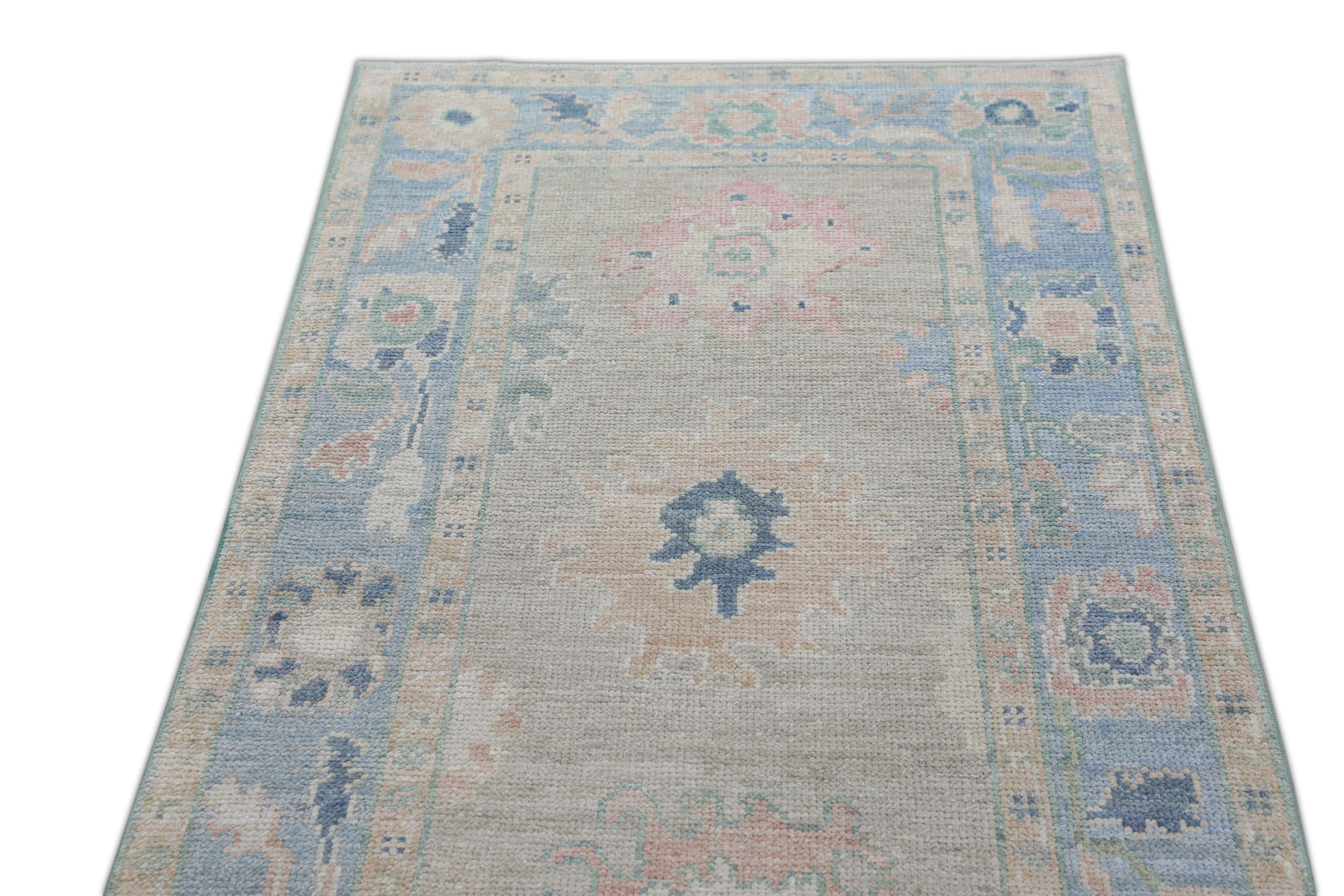 Wool Oushak Rug Oriental Hand Knotted Turkish Oushak 2'10