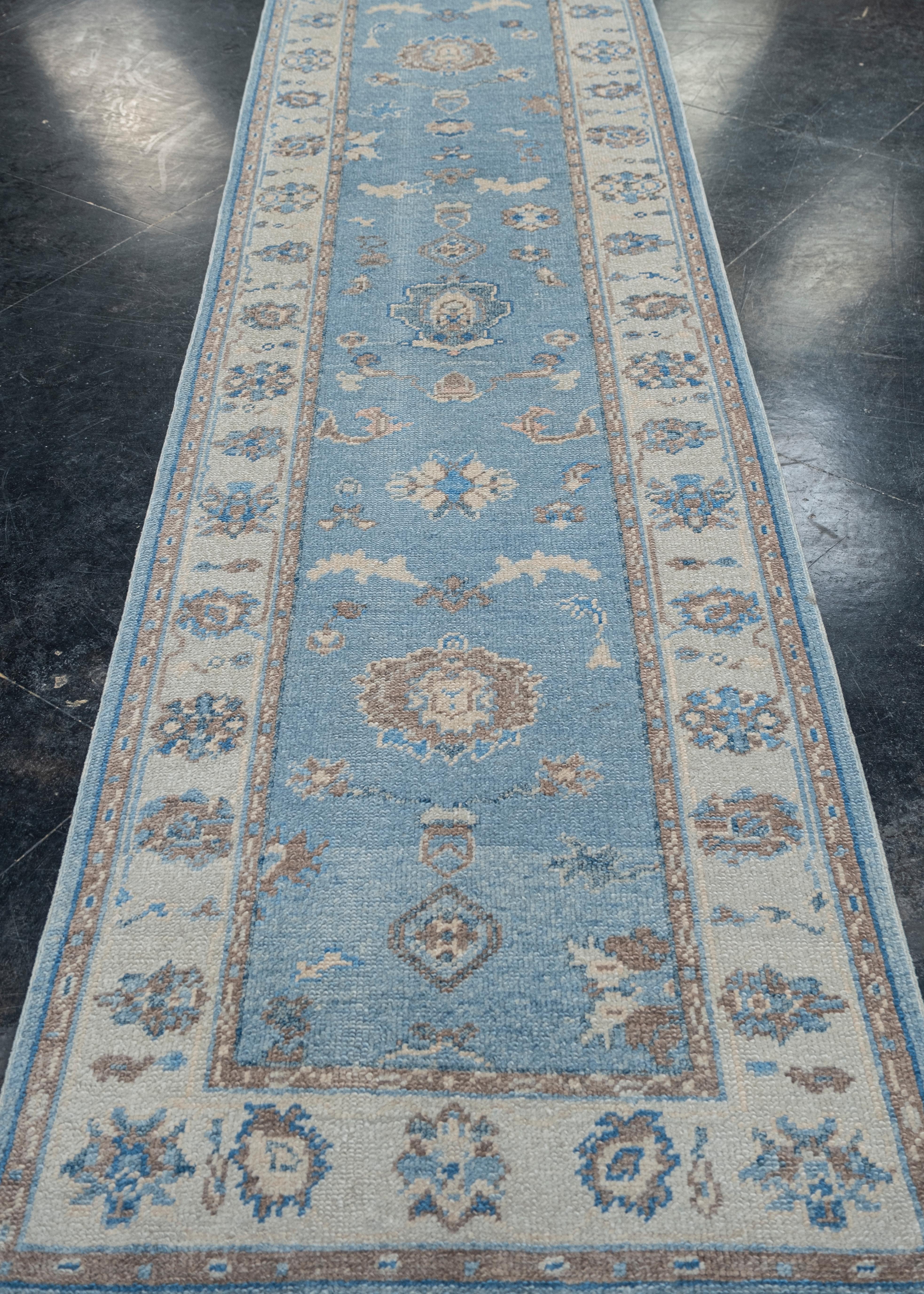 Alfombra Oushak Oriental Anudada a Mano Turca Oushak 2'10
