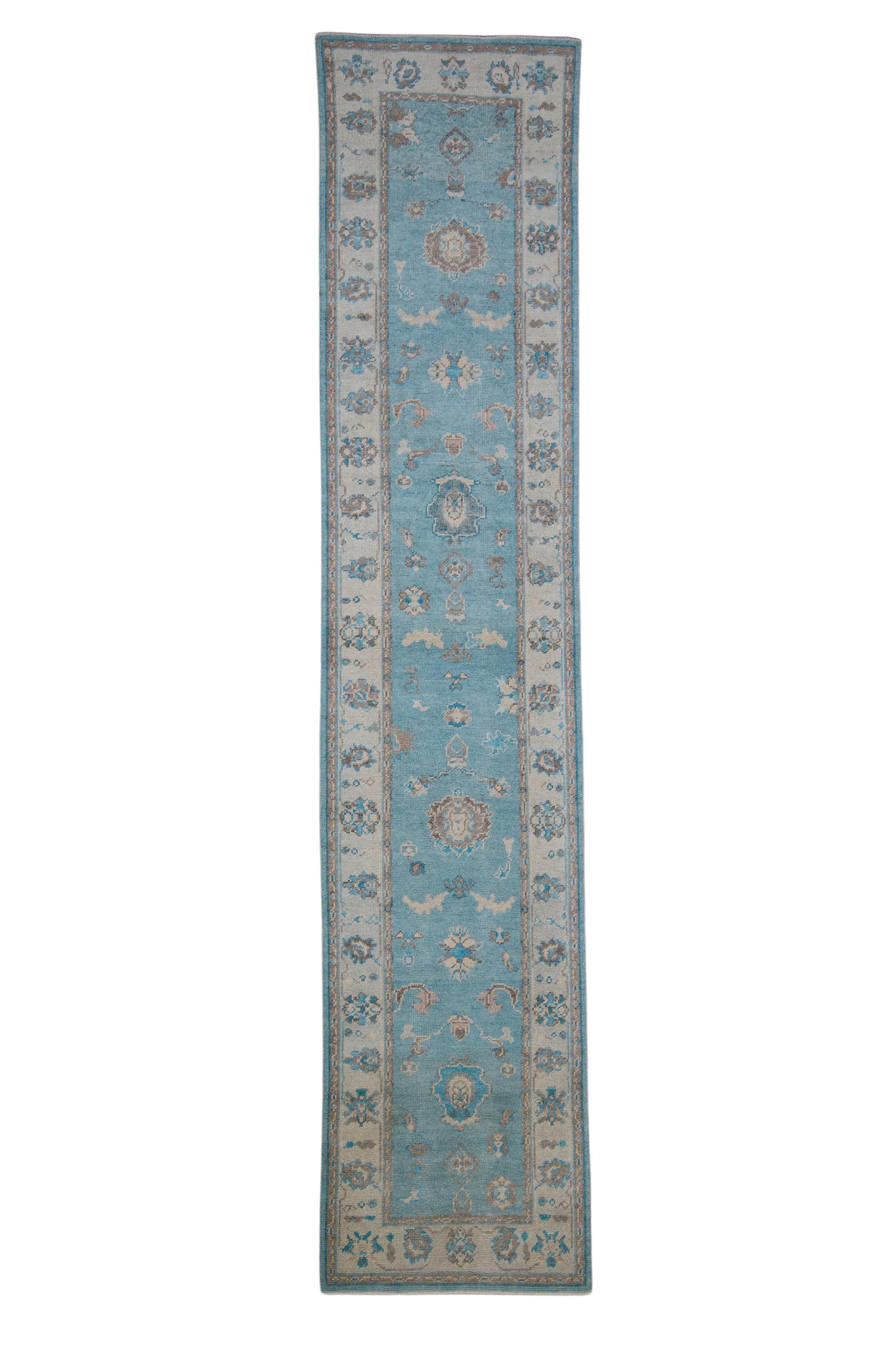 Oushak Rug Oriental Hand Knotted Turkish Oushak 2'10" x 13'5" #2377