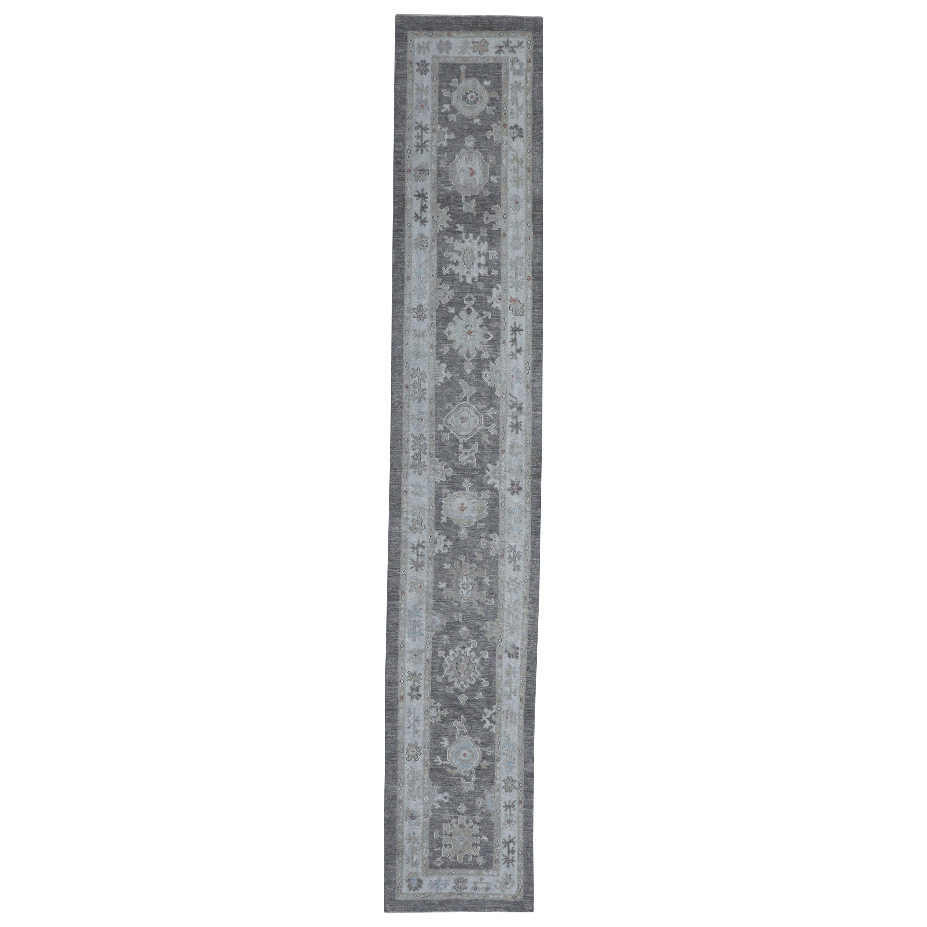 Tapis oriental noué à la main turc Oushak 2'10" x 17'7" #2677