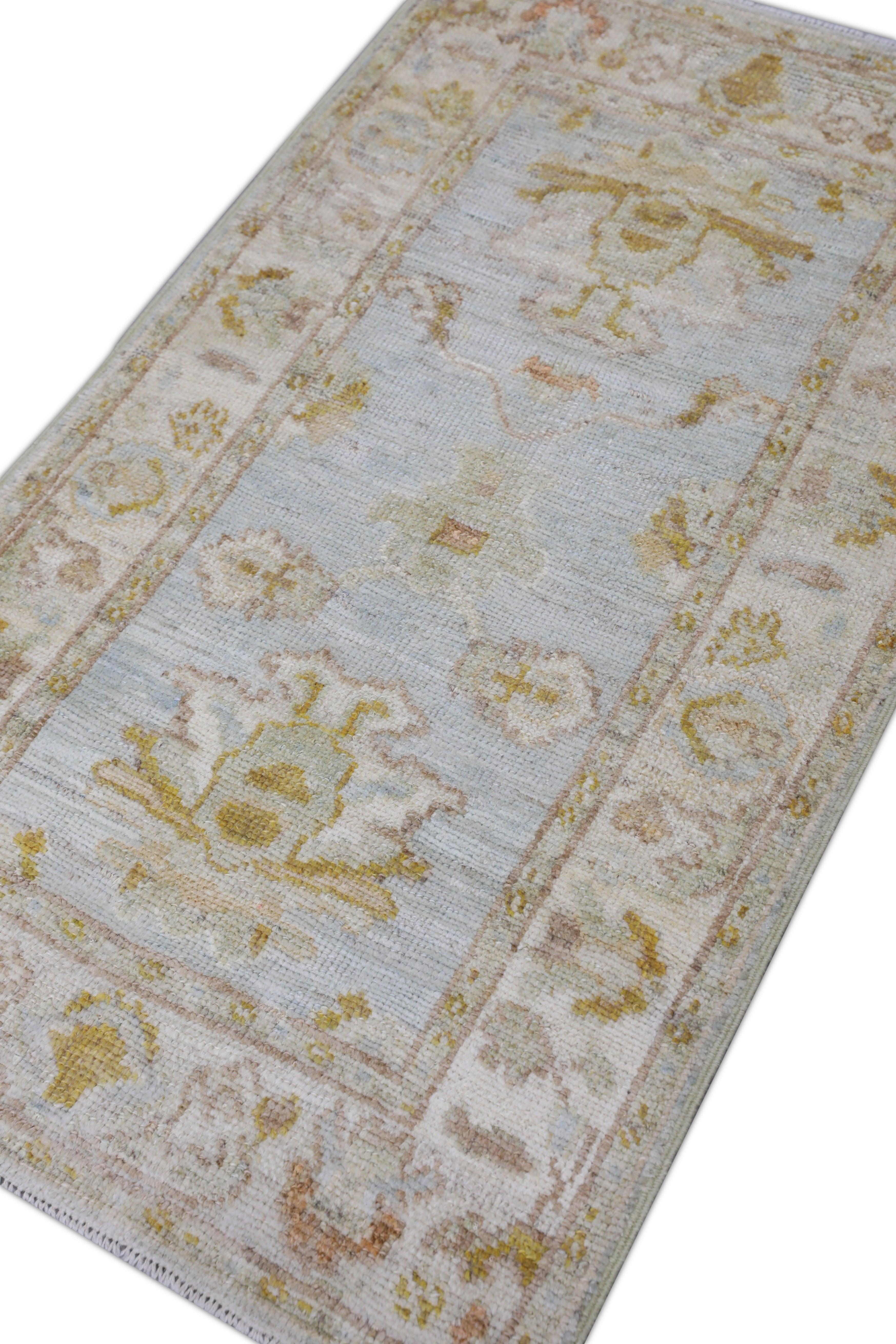 Hand-Knotted Oushak Rug Oriental Hand Knotted Turkish Oushak 2'10